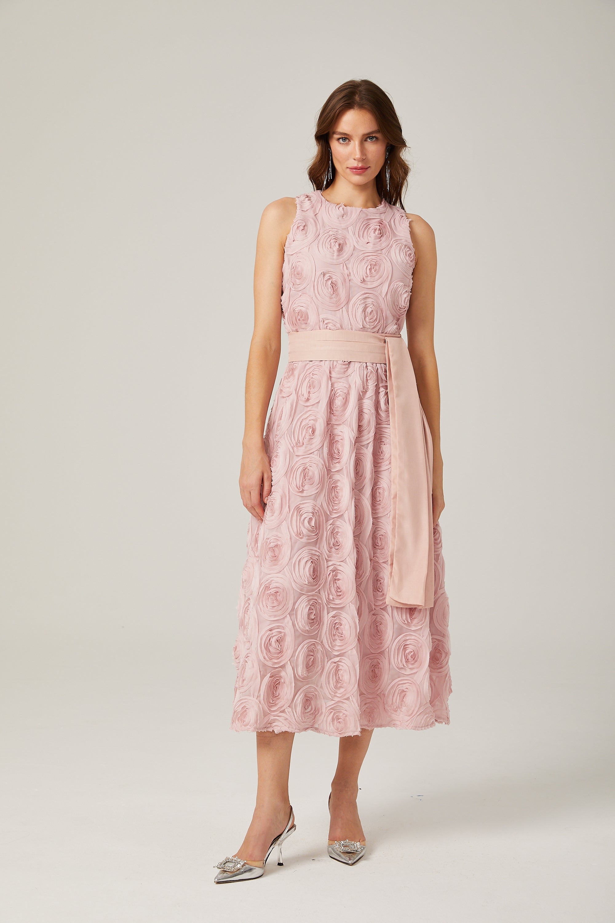 Paulette pink floral tie-waist midi dress