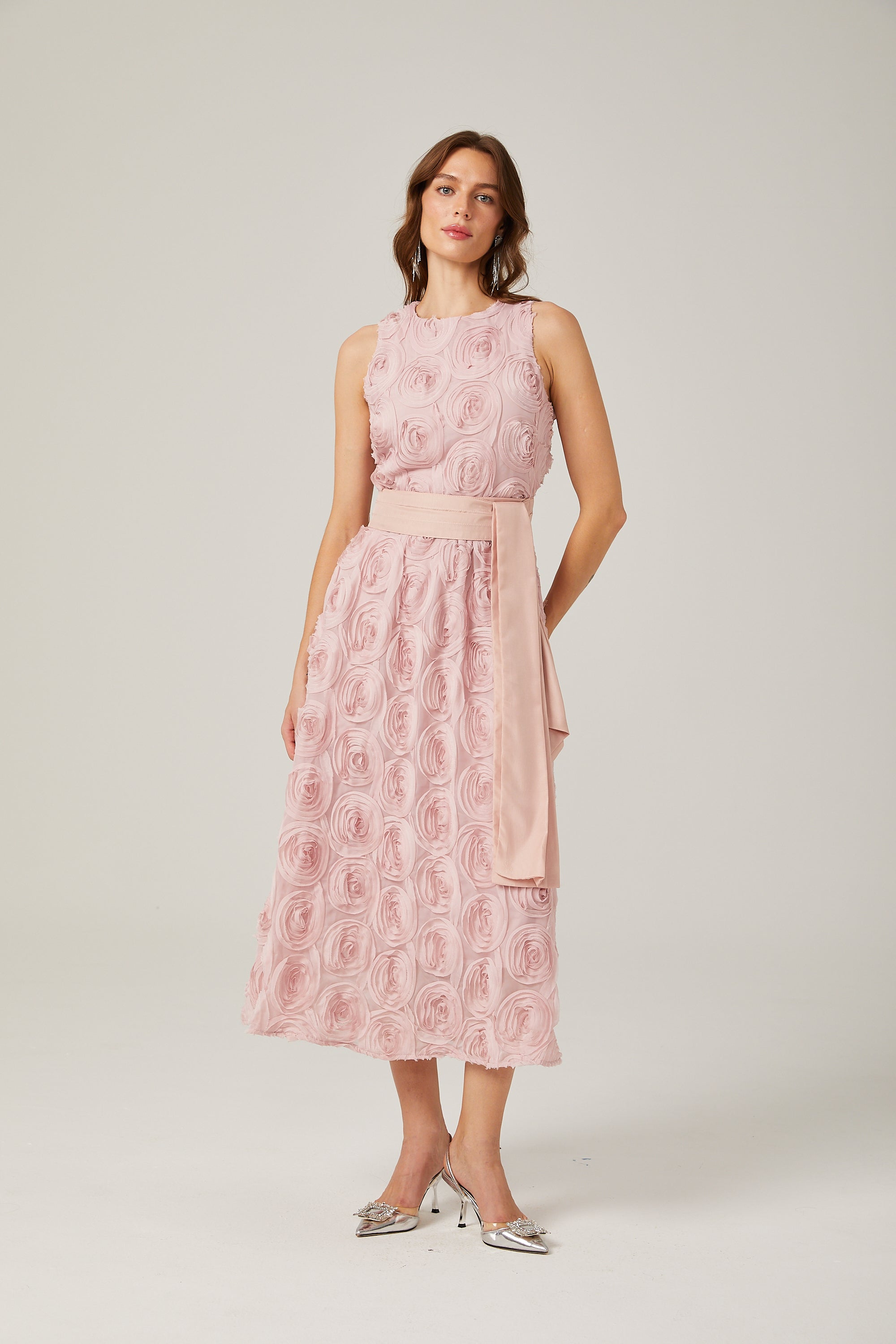 Paulette pink floral tie-waist midi dress