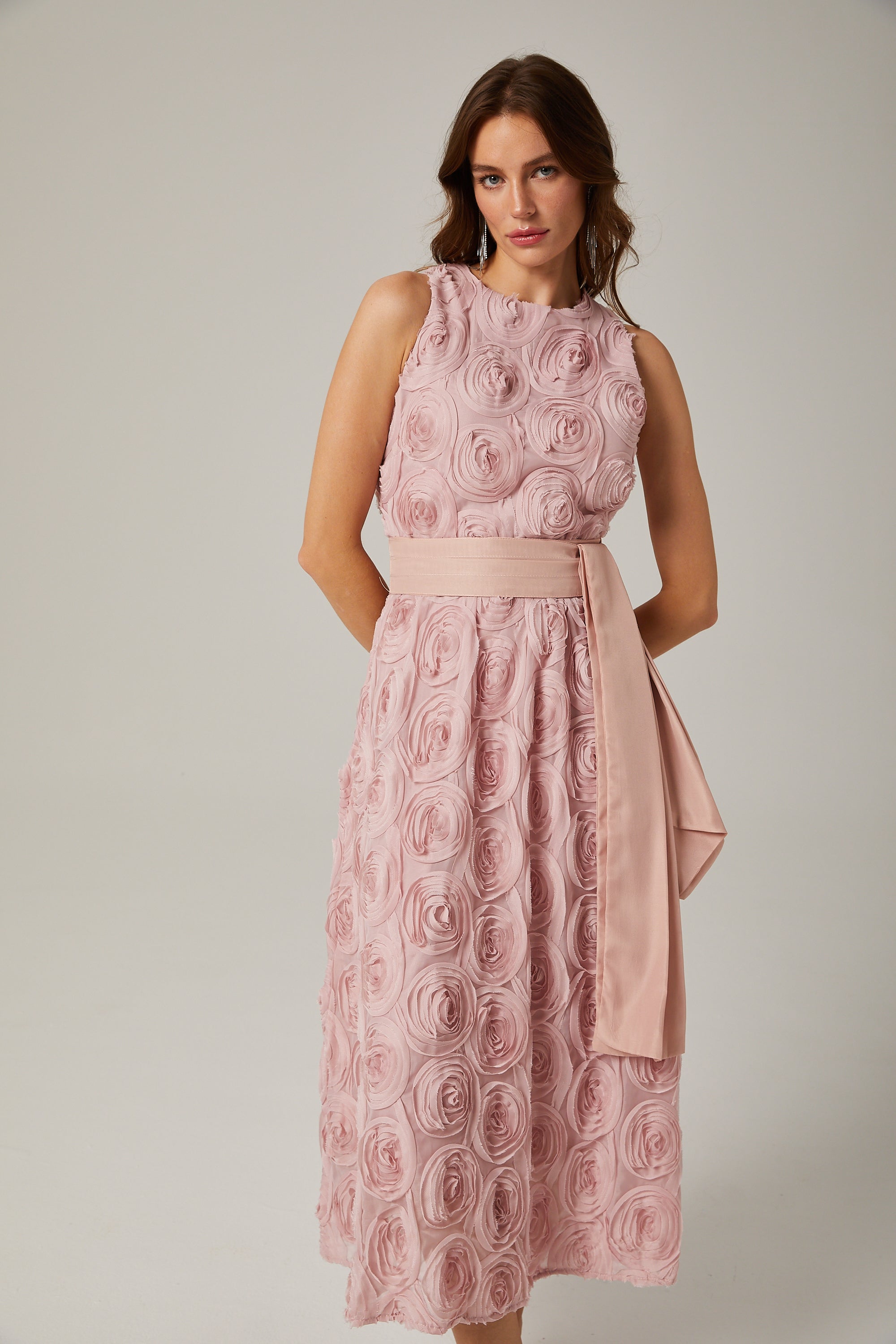 Paulette pink floral tie-waist midi dress