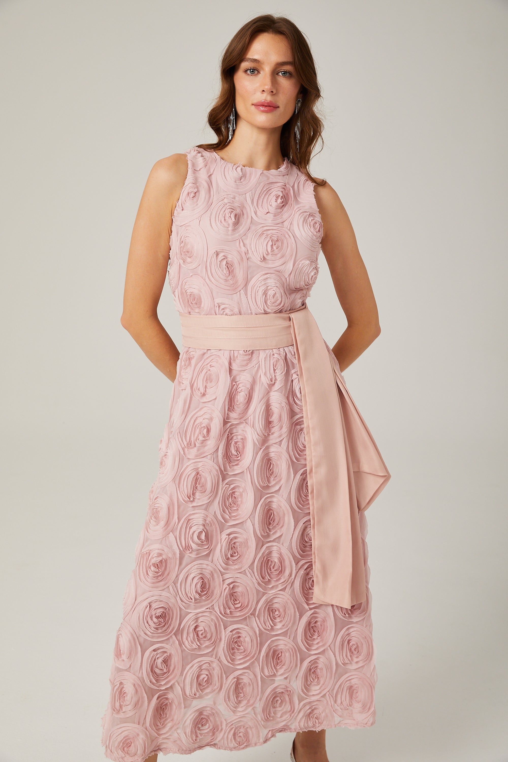 Paulette pink floral tie-waist midi dress