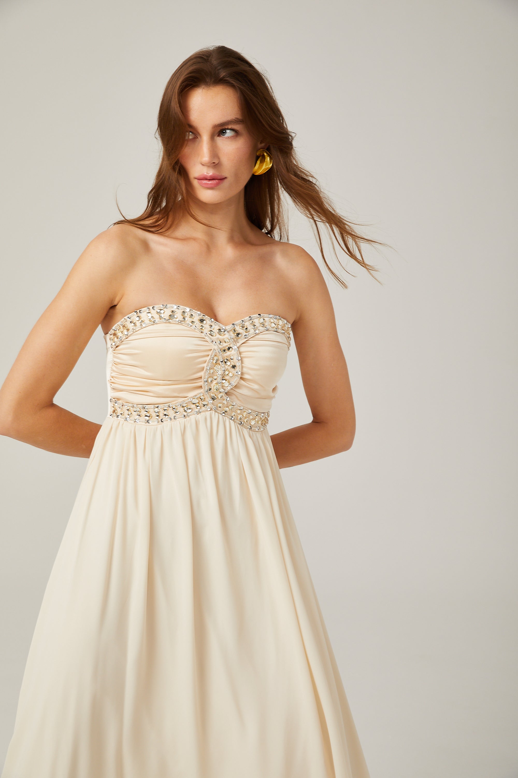 Parisa embellished off-shoulder midi dress