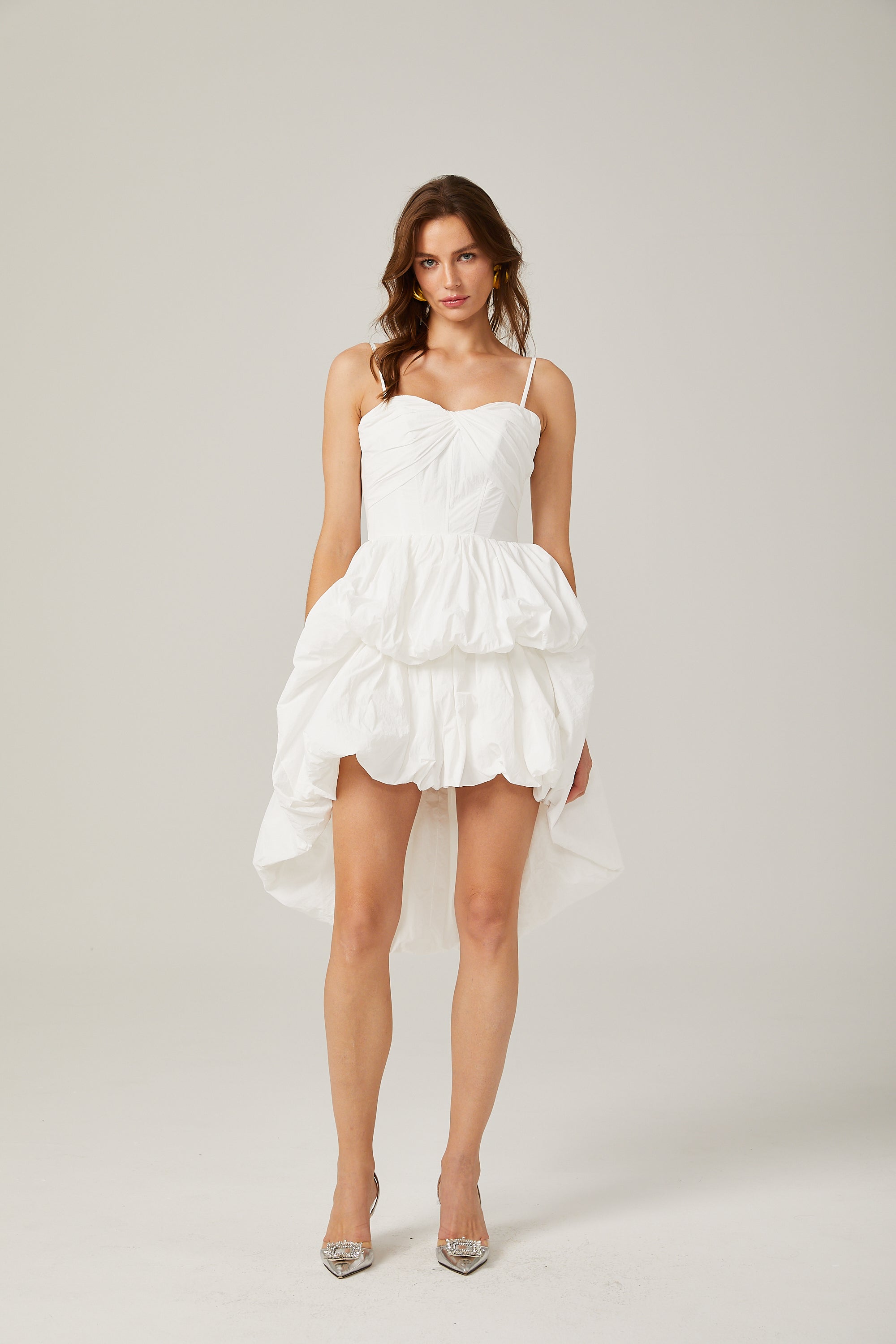 Chloé white high-low hem mini dress