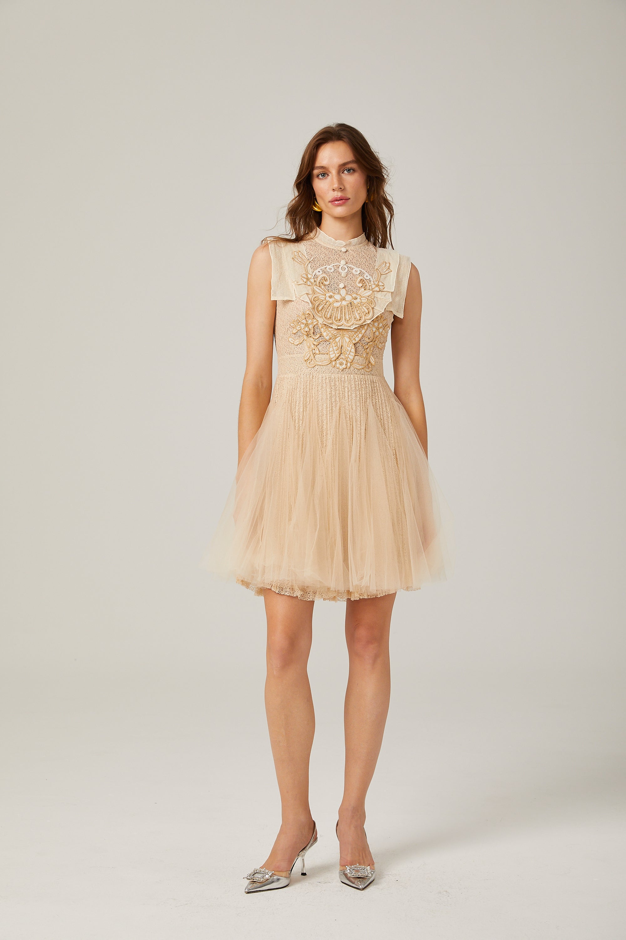 Gisèle tulle floral embroidered mini dress