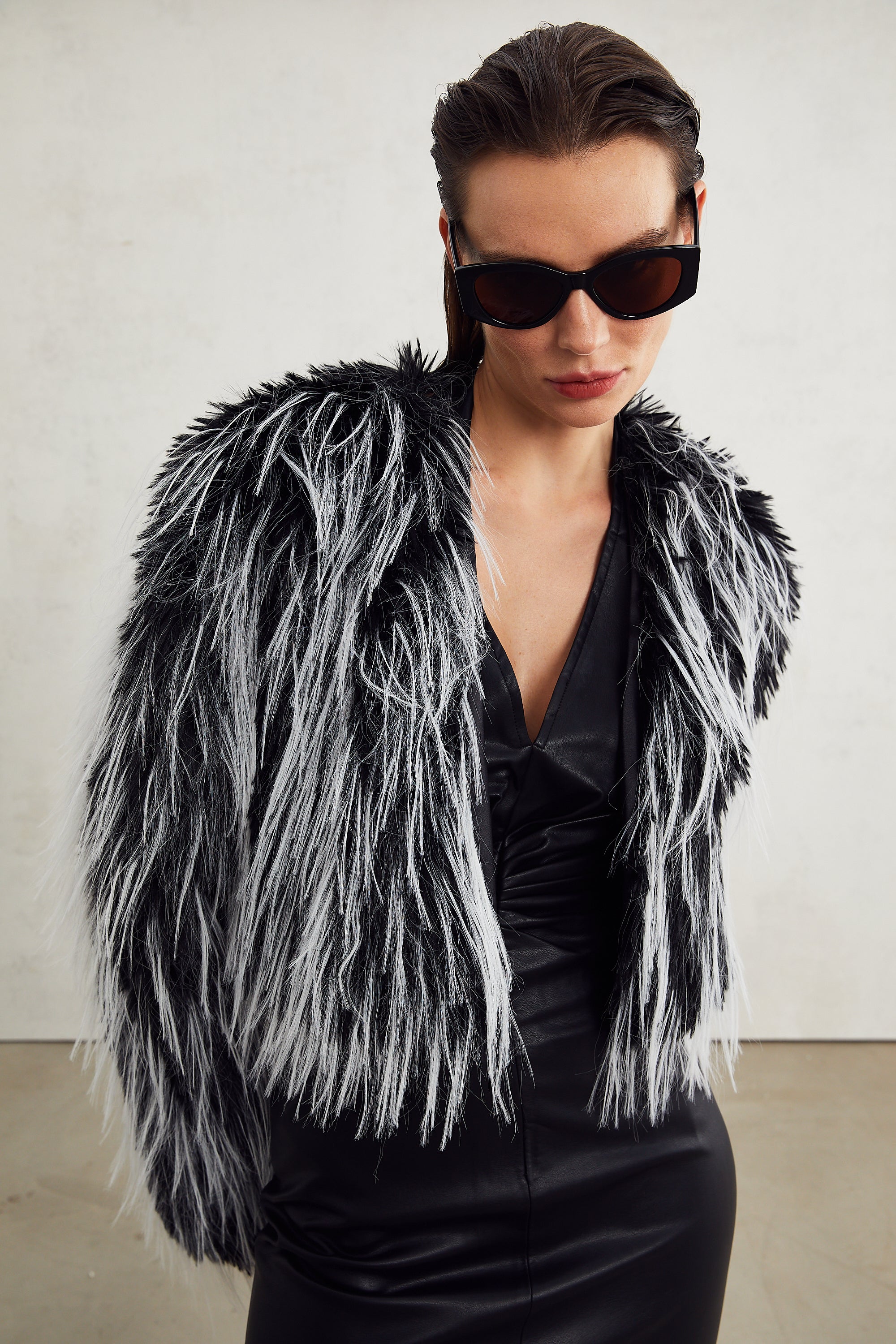 Stéphanie faux-fur open-front coat