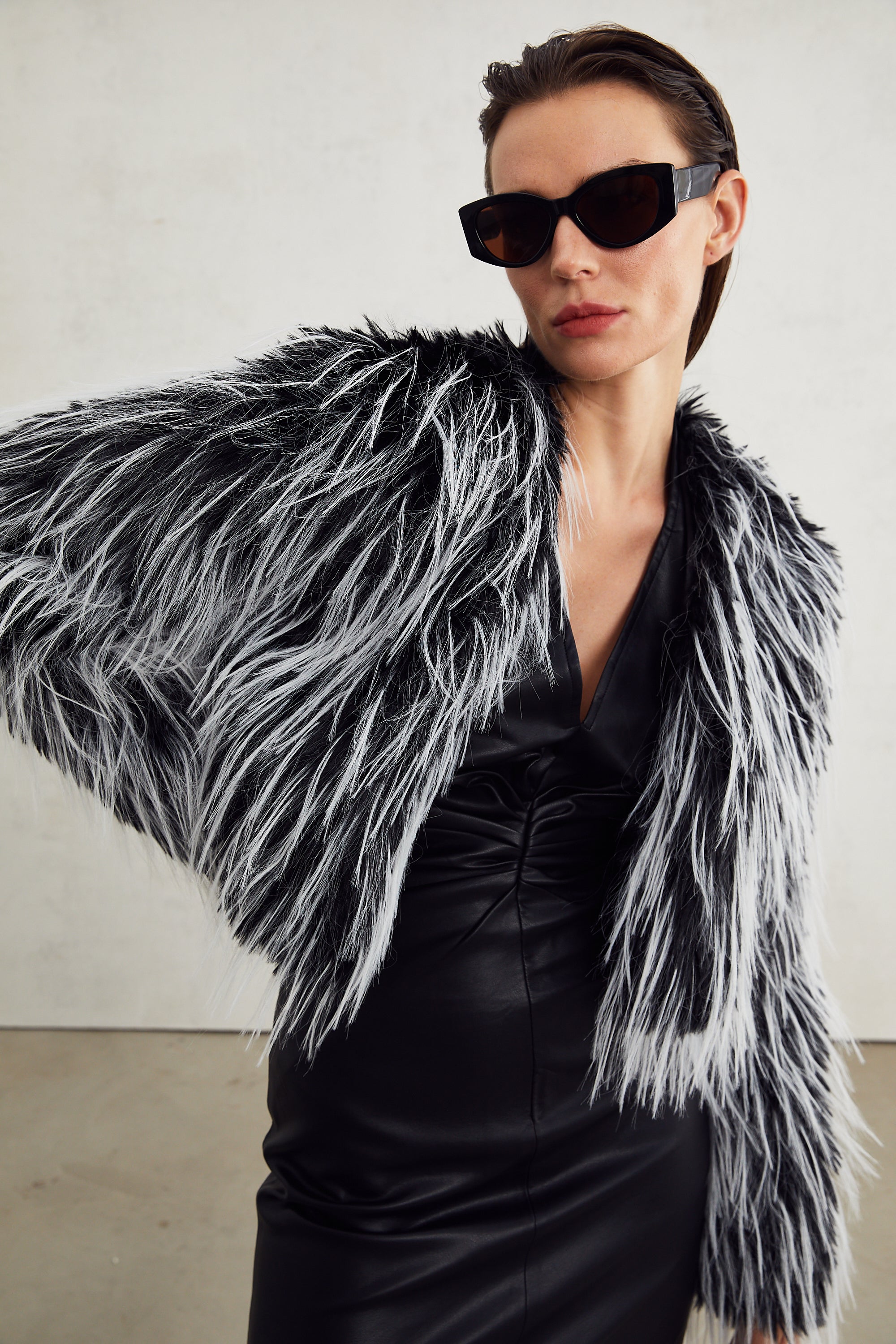 Stéphanie faux-fur open-front coat