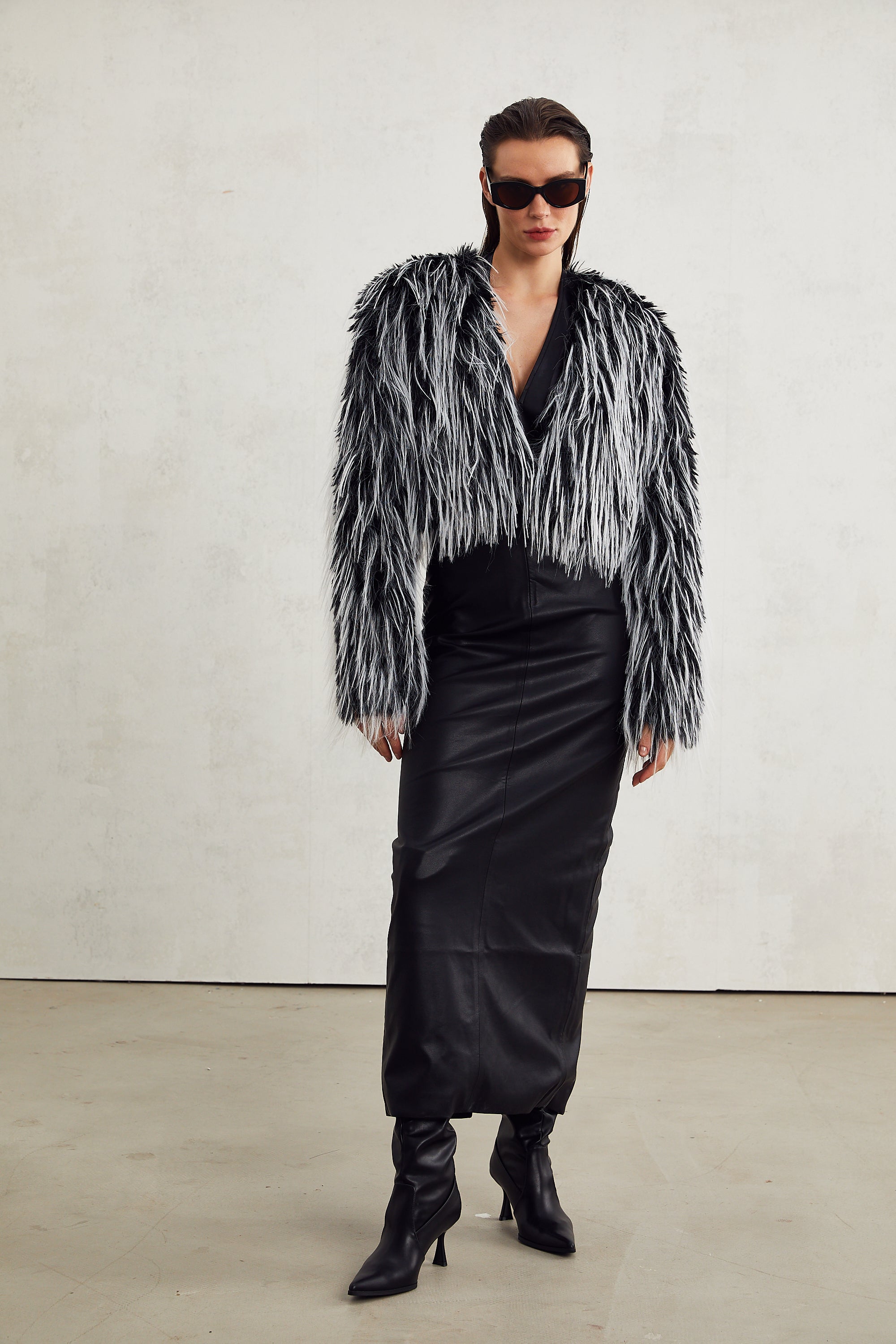 Stéphanie faux-fur open-front coat