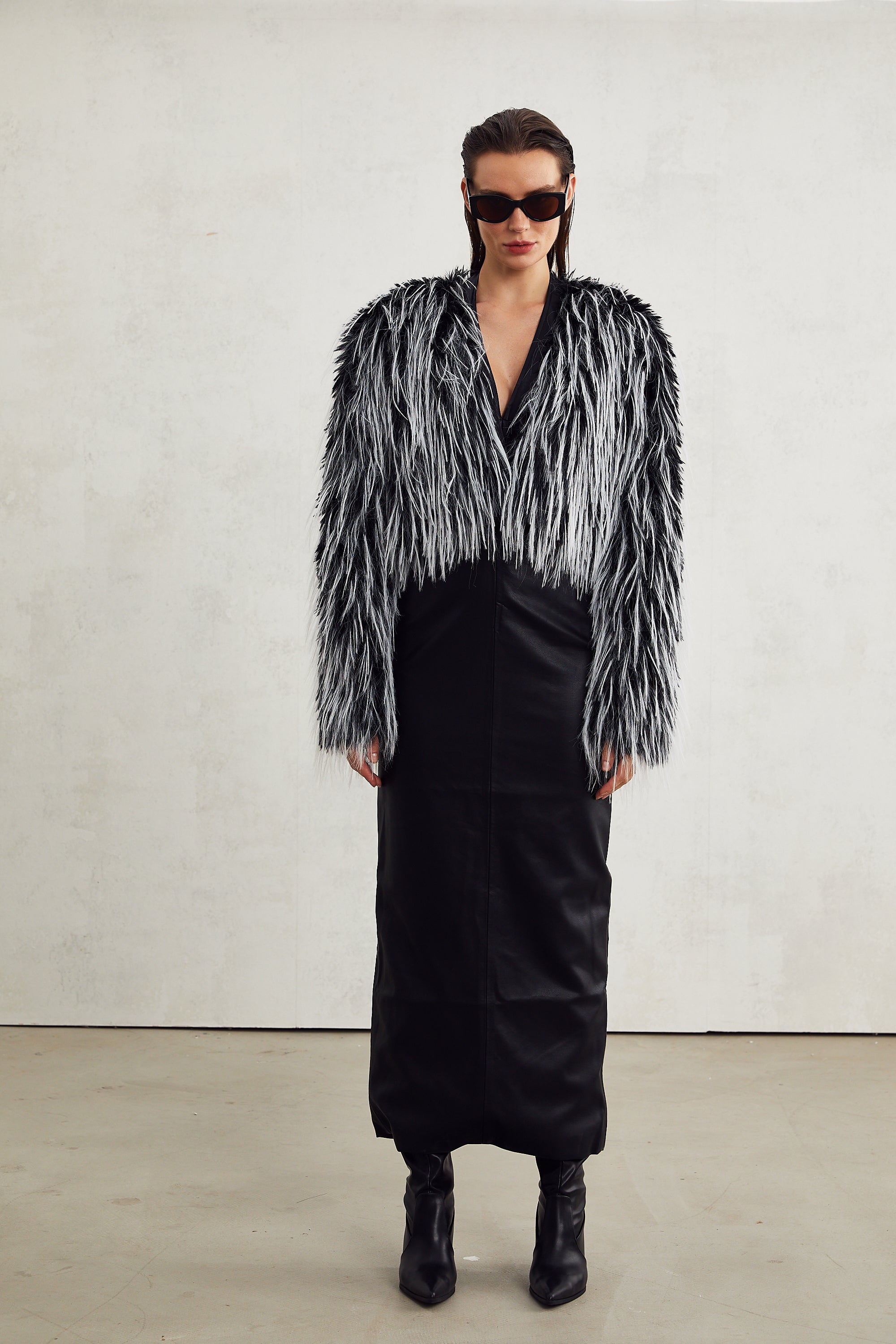 Stéphanie faux-fur open-front coat