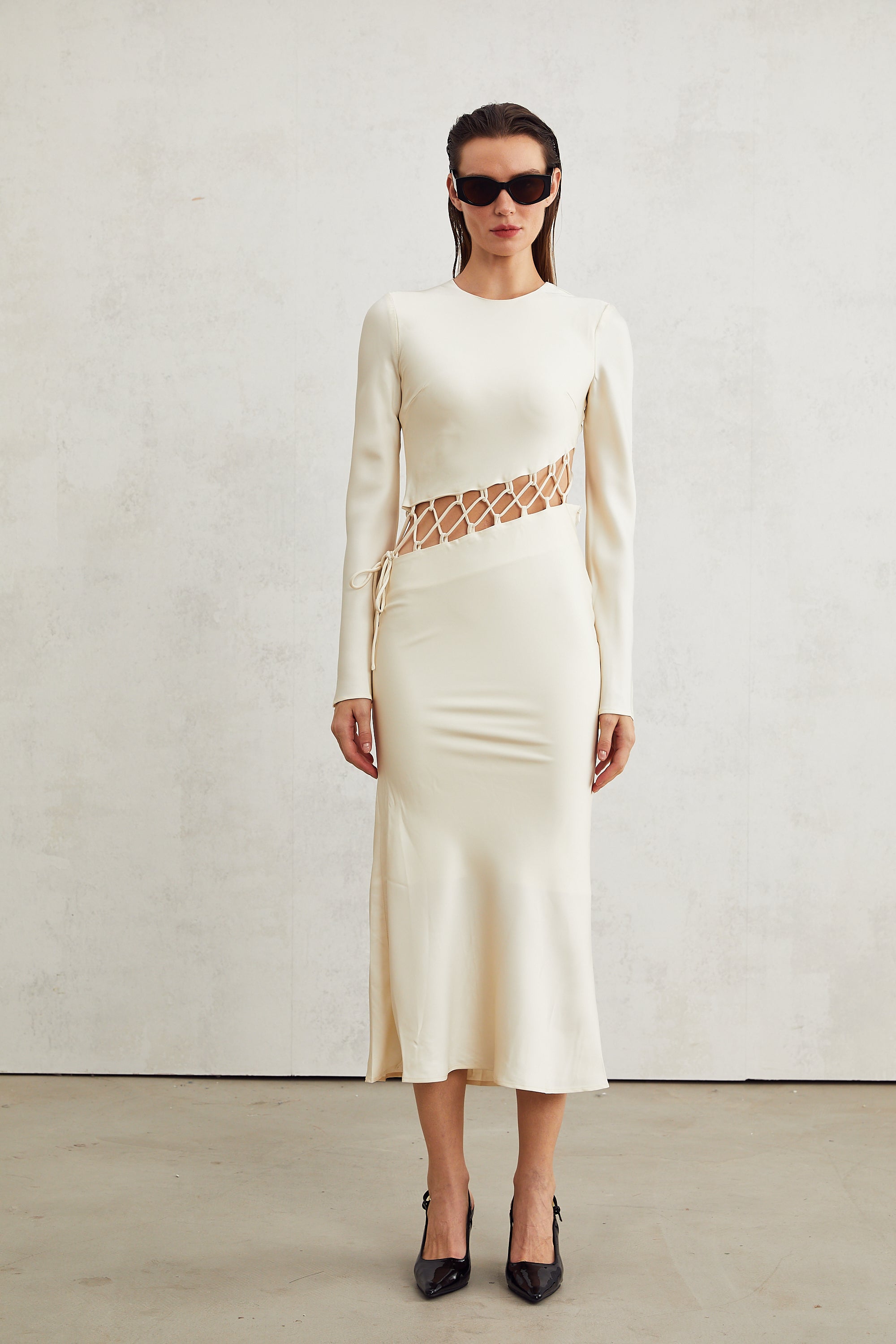 Constance weave cut-out midi dress