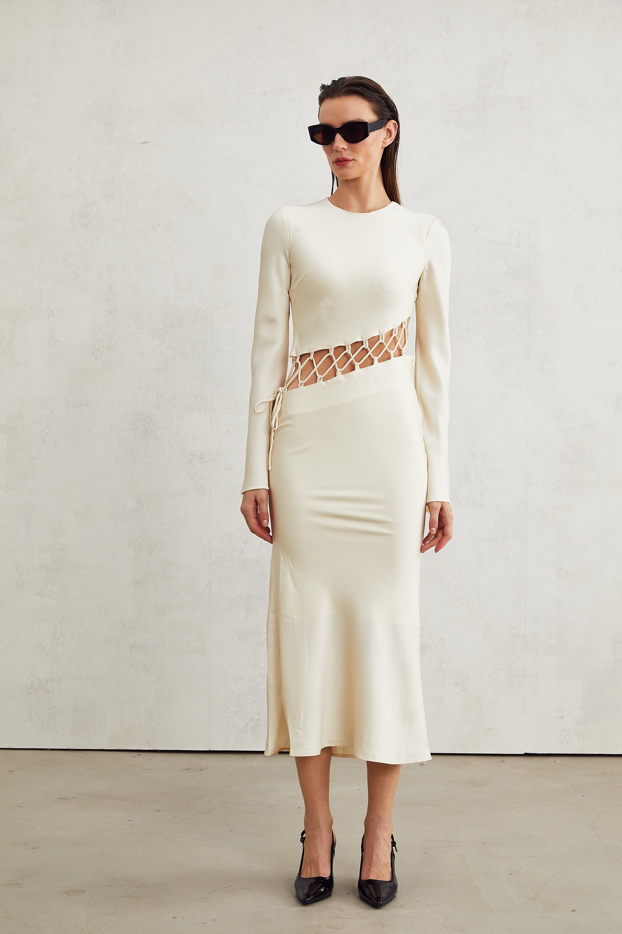 Constance weave cut-out midi dress