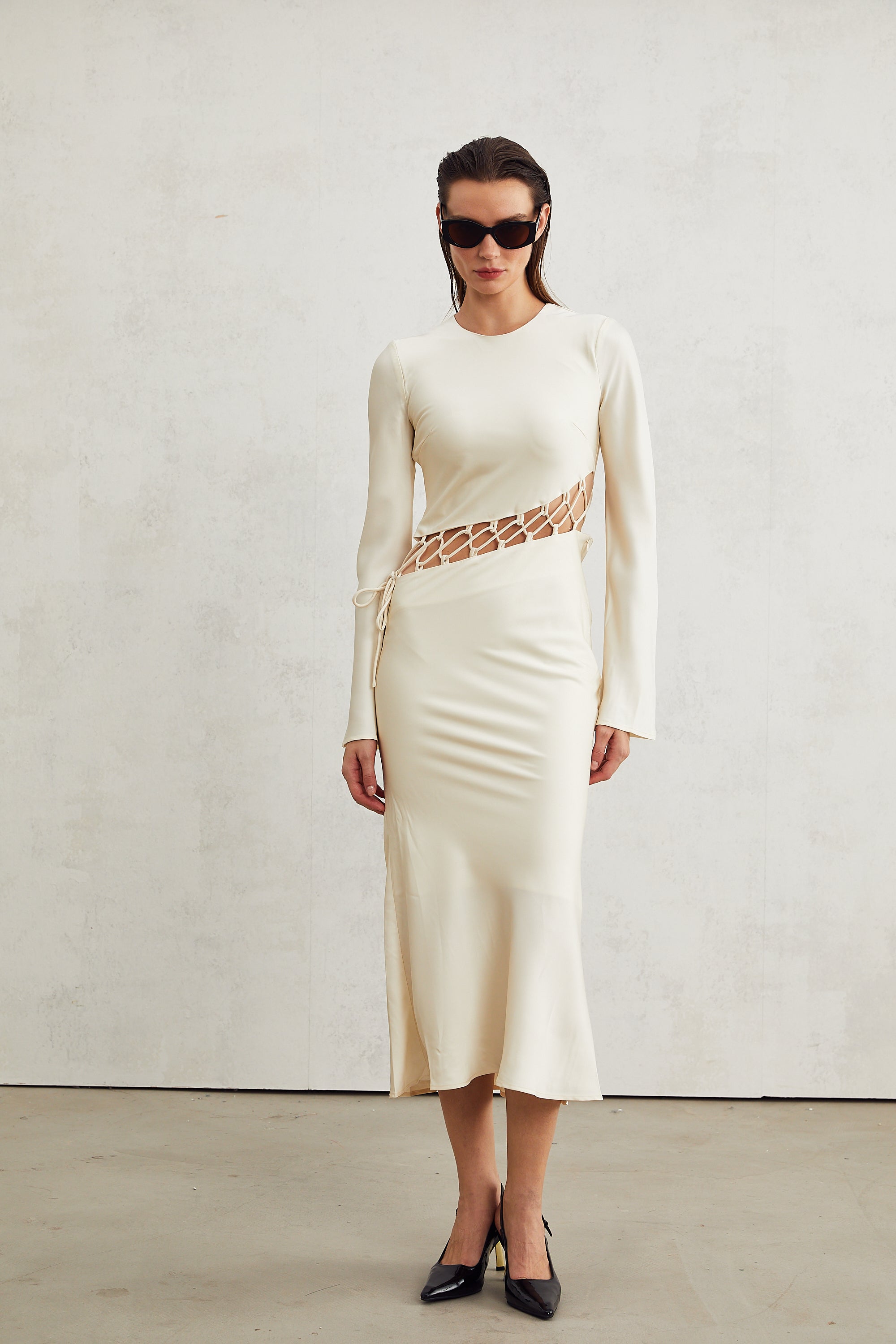 Constance weave cut-out midi dress