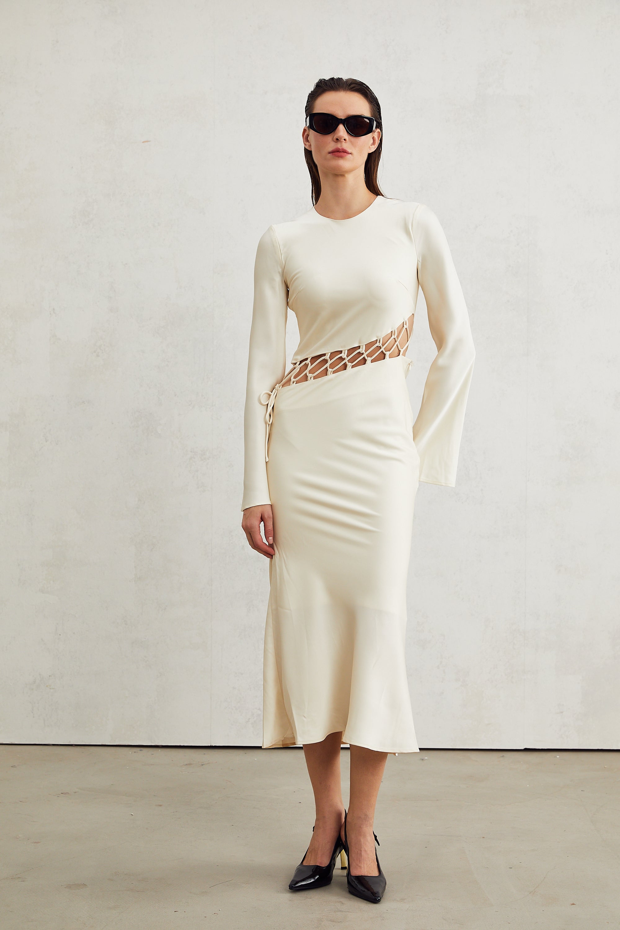 Constance weave cut-out midi dress