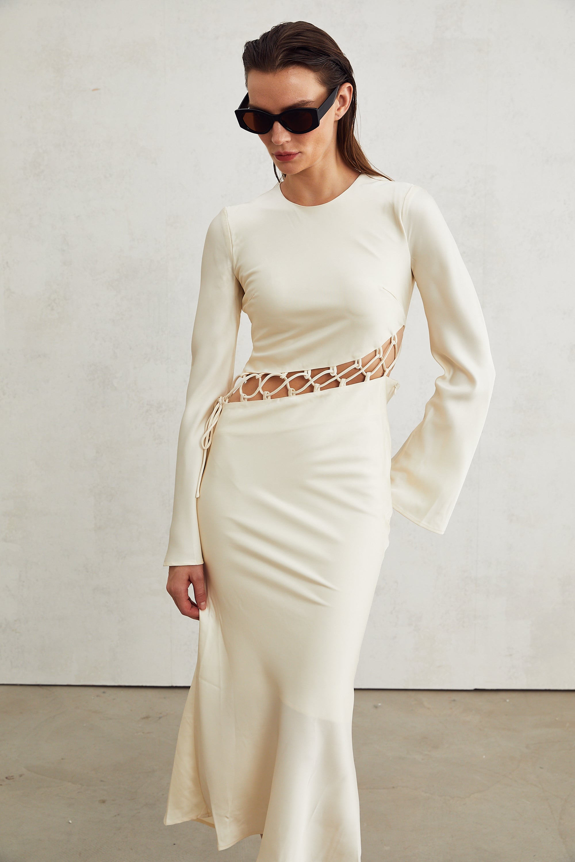 Constance weave cut-out midi dress