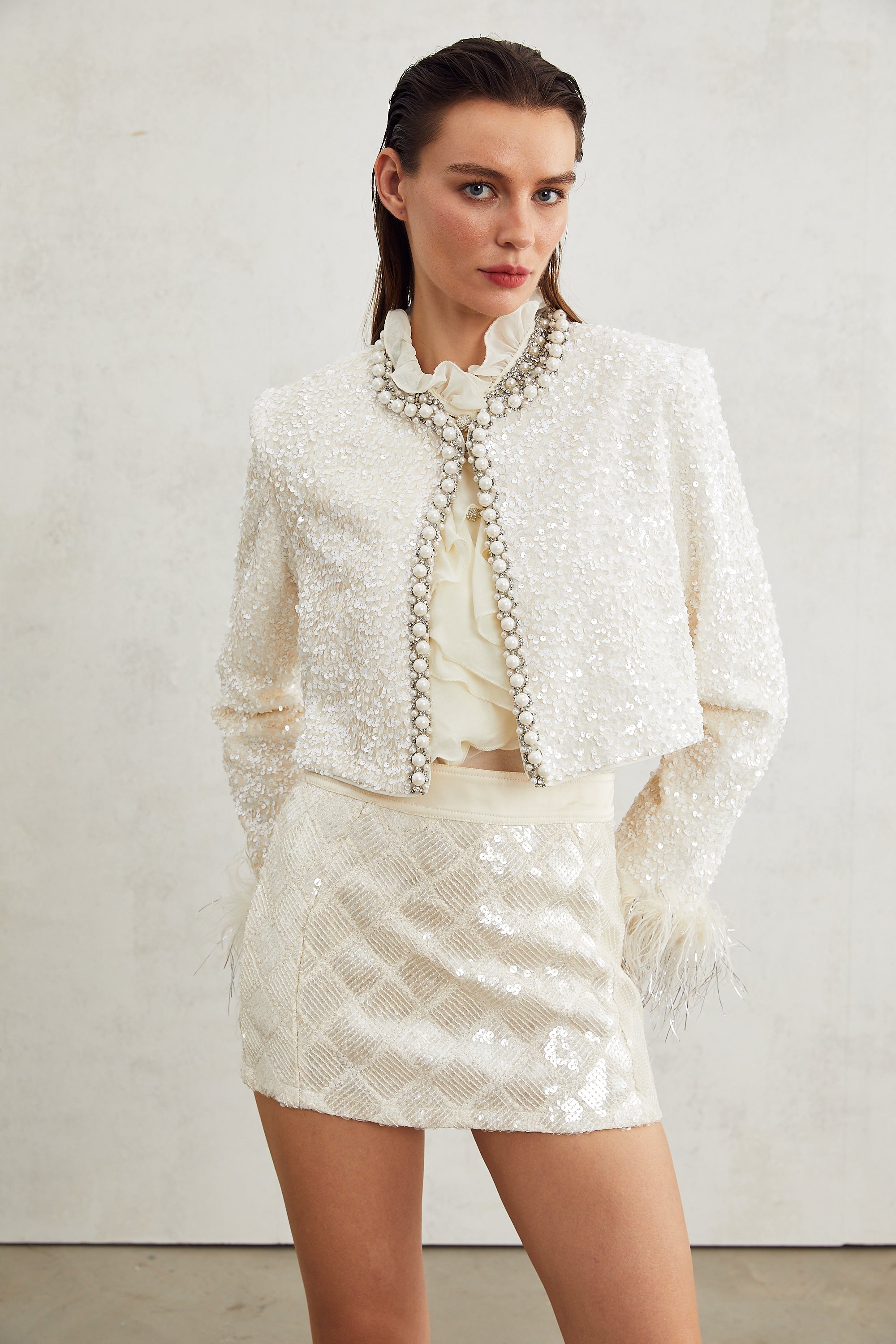 Sandrine faux-pearl embellished jacket