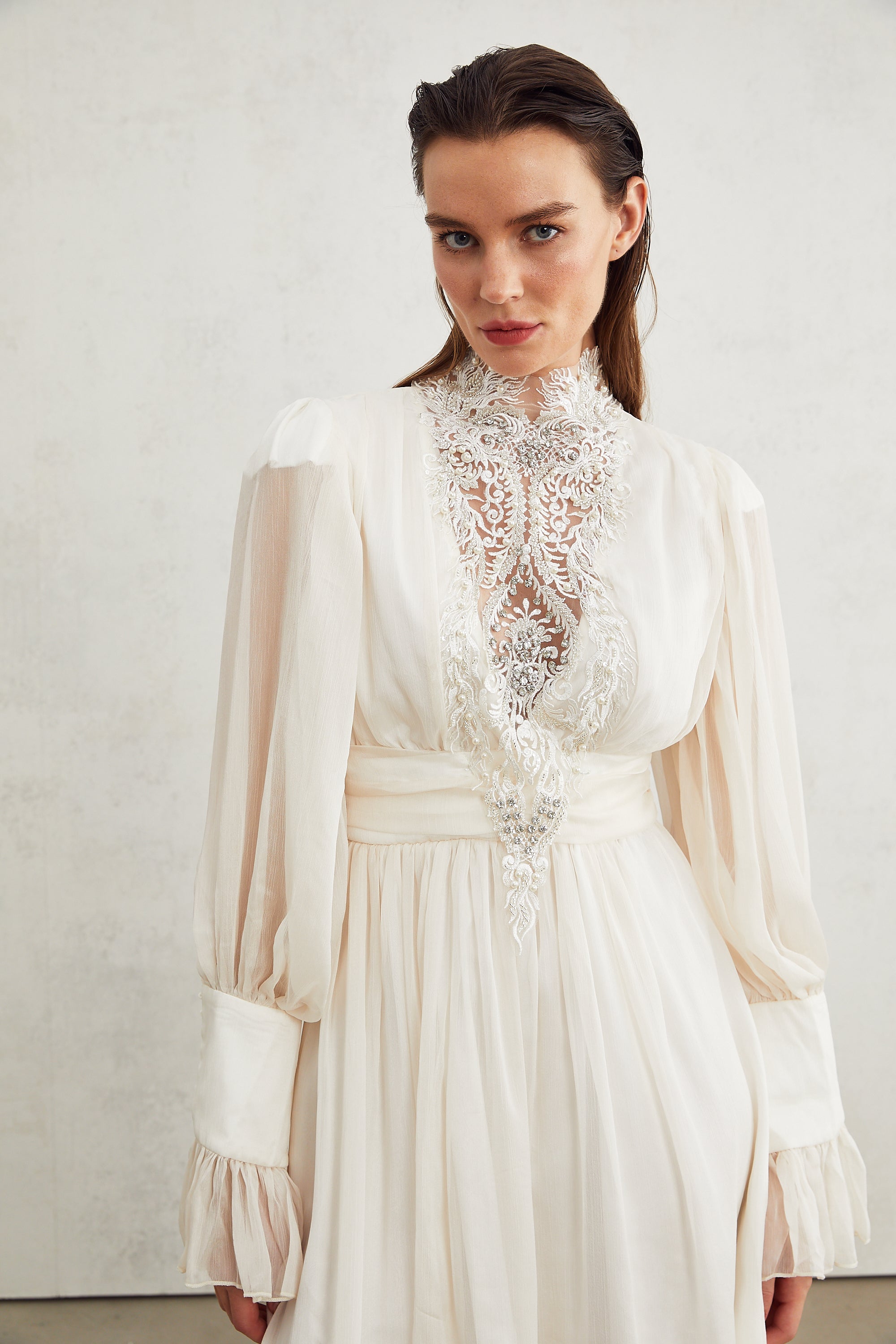 Mirage lace-detail embellished dress