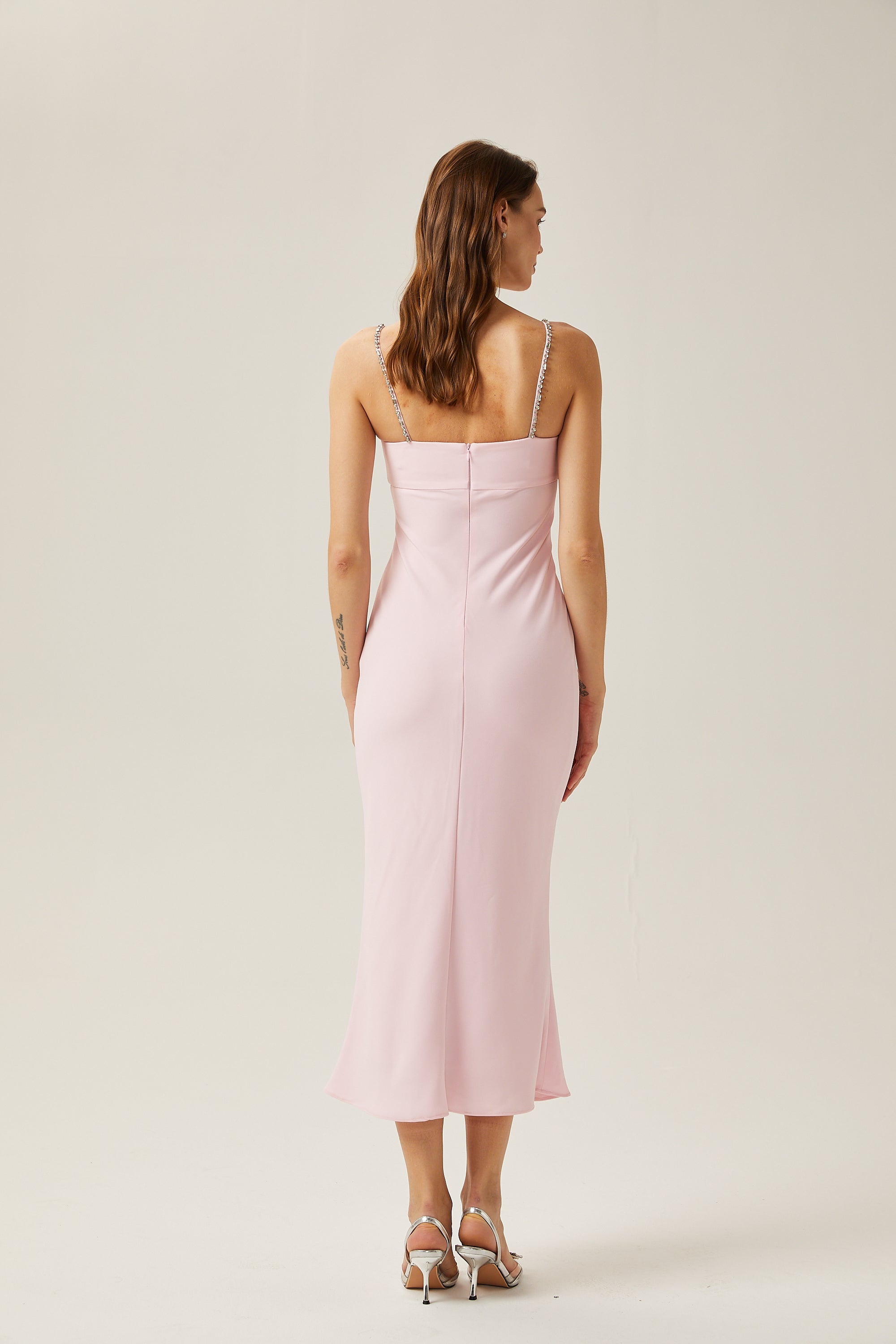 Leone pink bowknot embellished midi dress