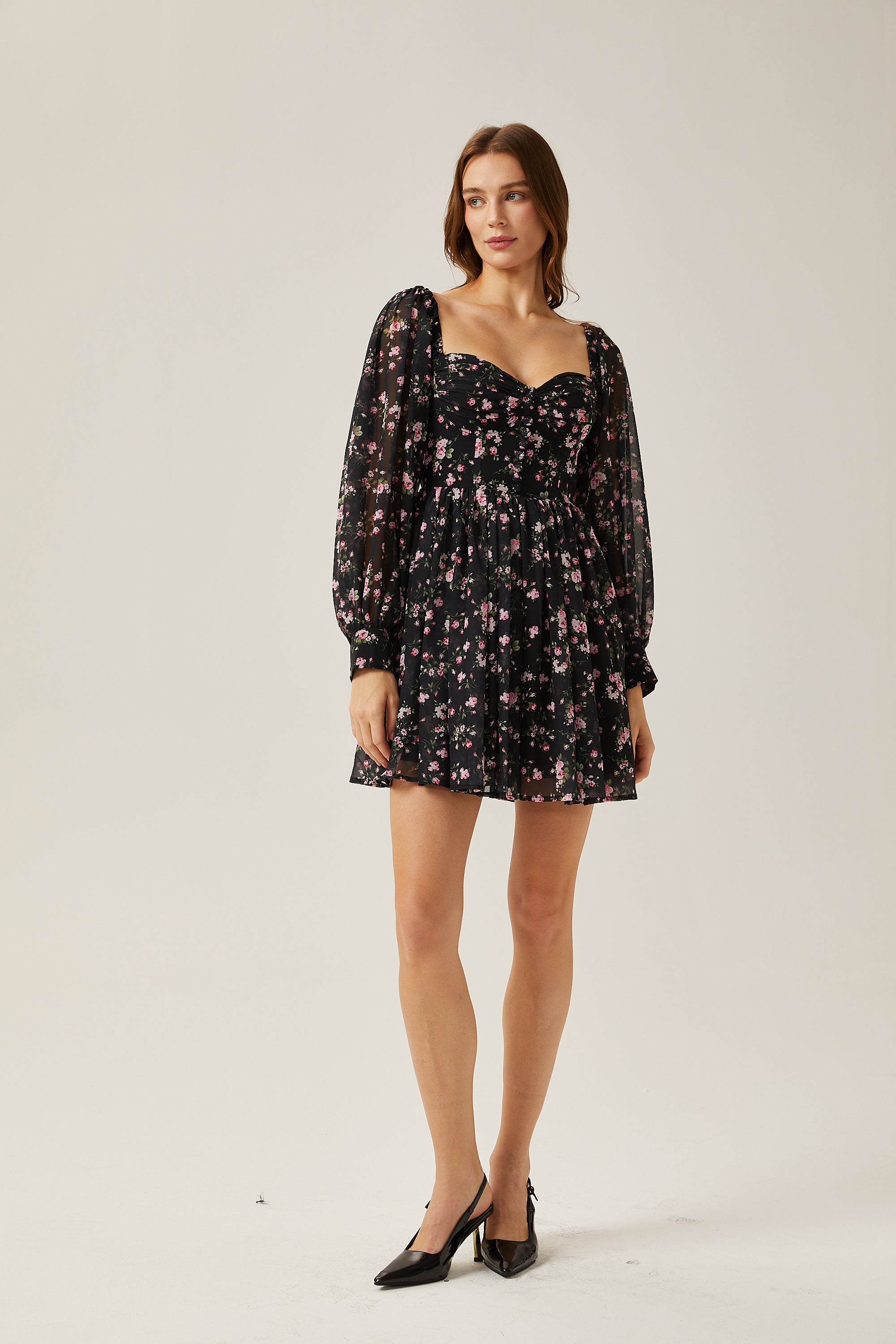 Françoise floral-print high-waist mini dress