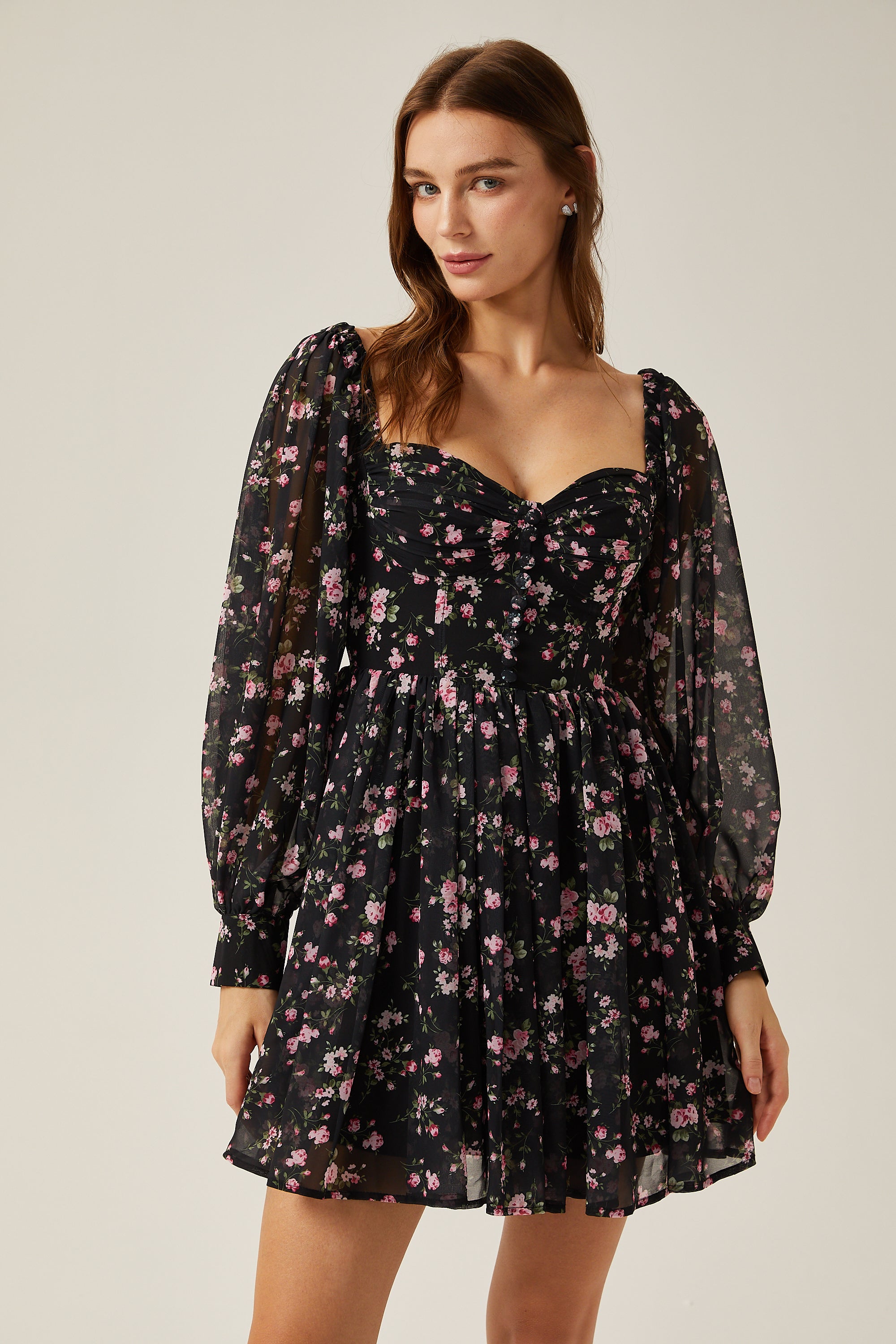 Françoise floral-print high-waist mini dress