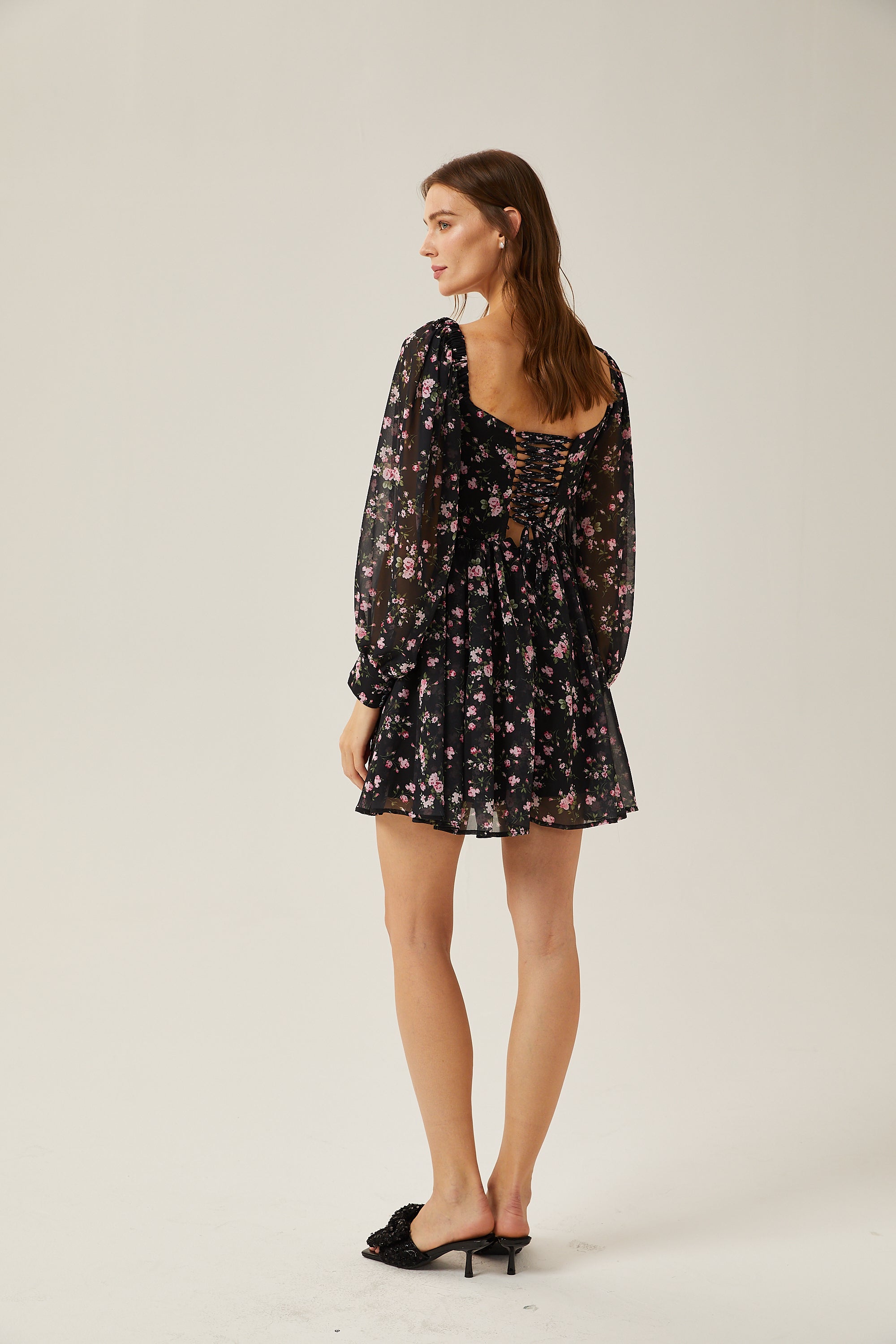 Françoise floral-print high-waist mini dress