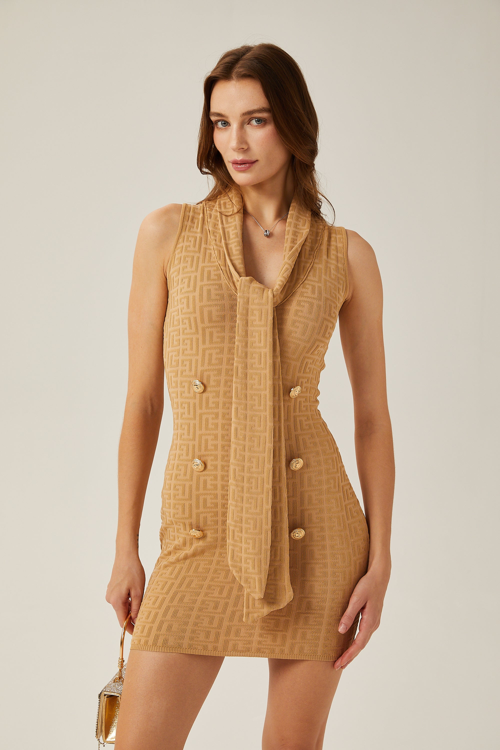 Aimée shawl-collar knitted mini dress