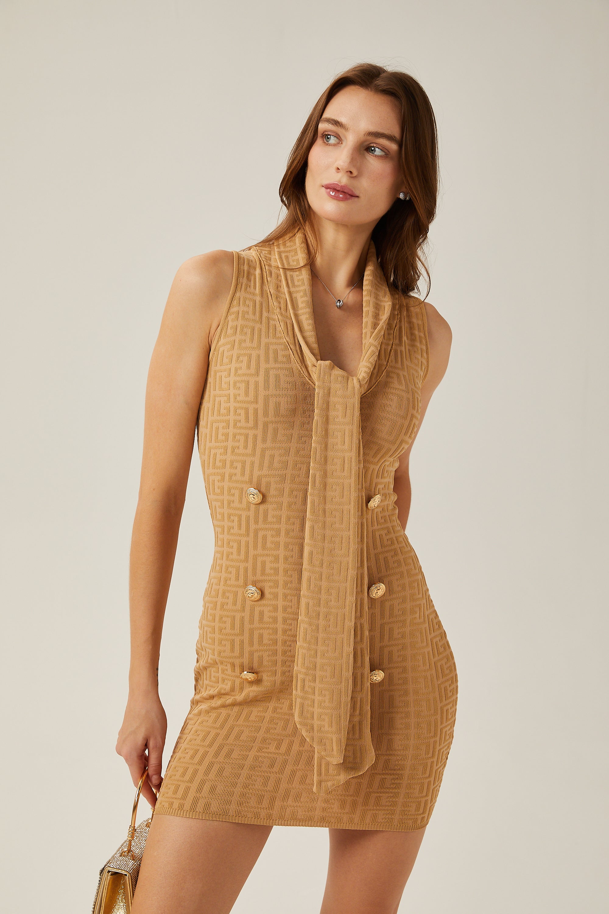 Aimée shawl-collar knitted mini dress