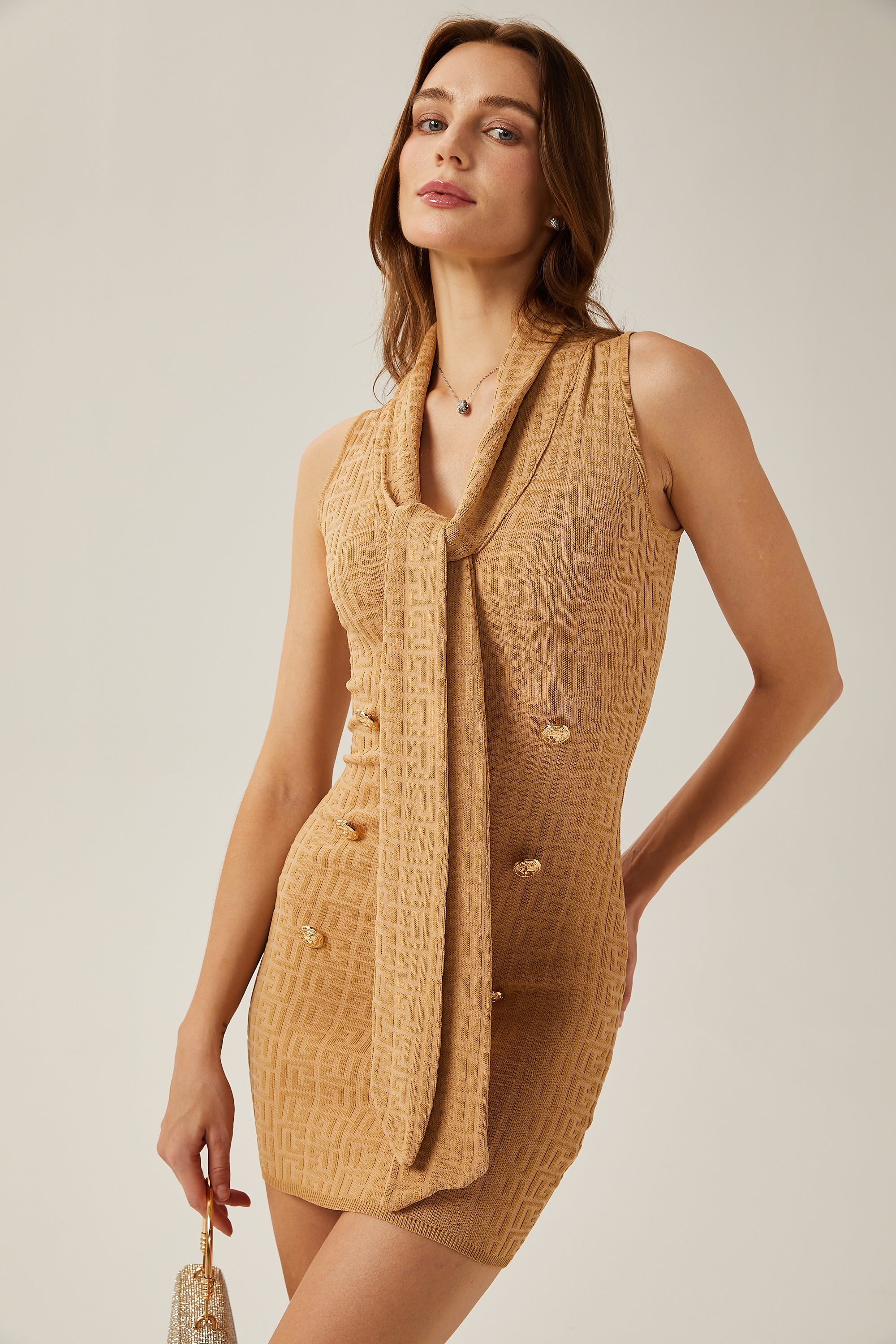 Aimée shawl-collar knitted mini dress