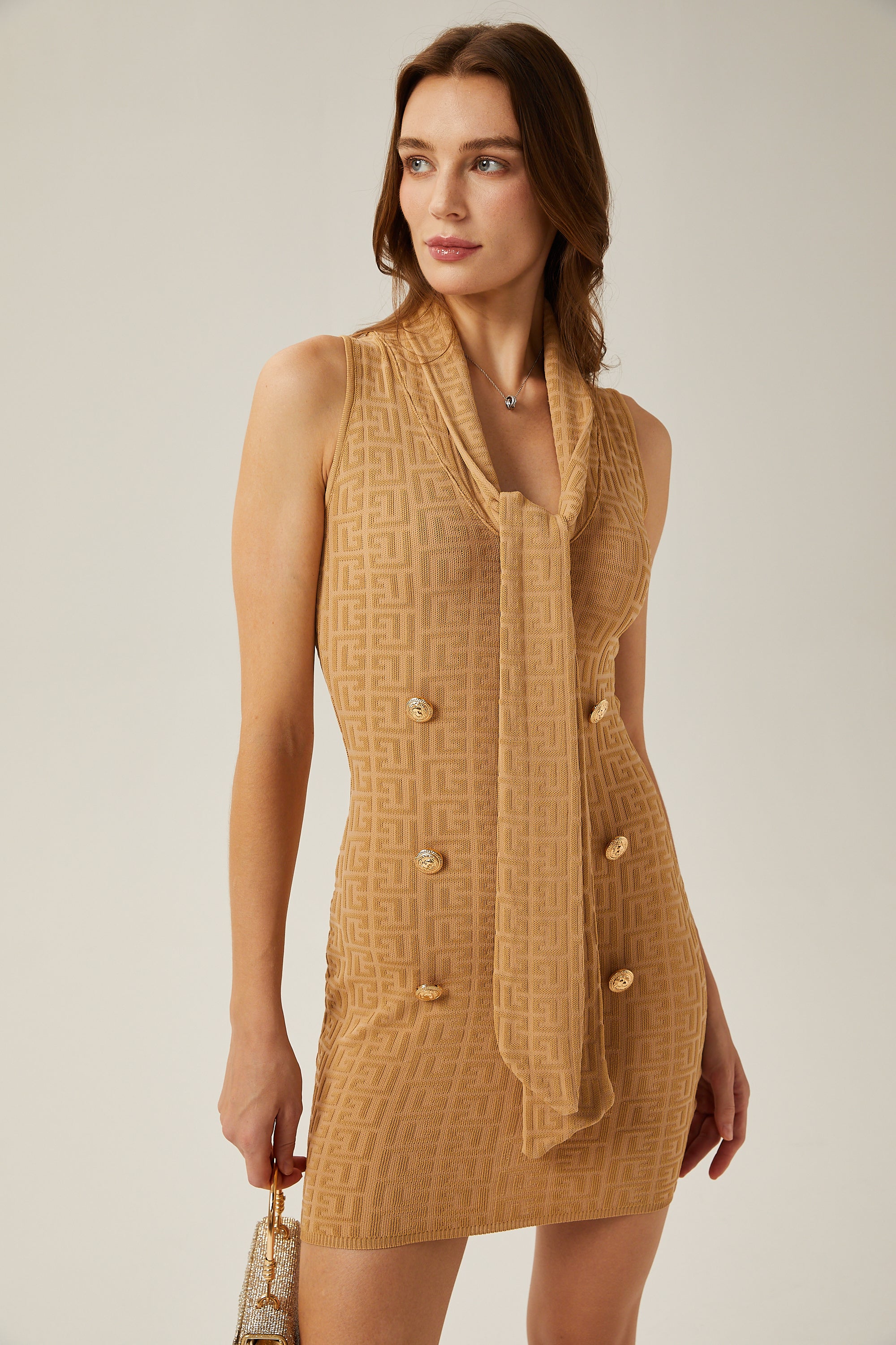 Aimée shawl-collar knitted mini dress