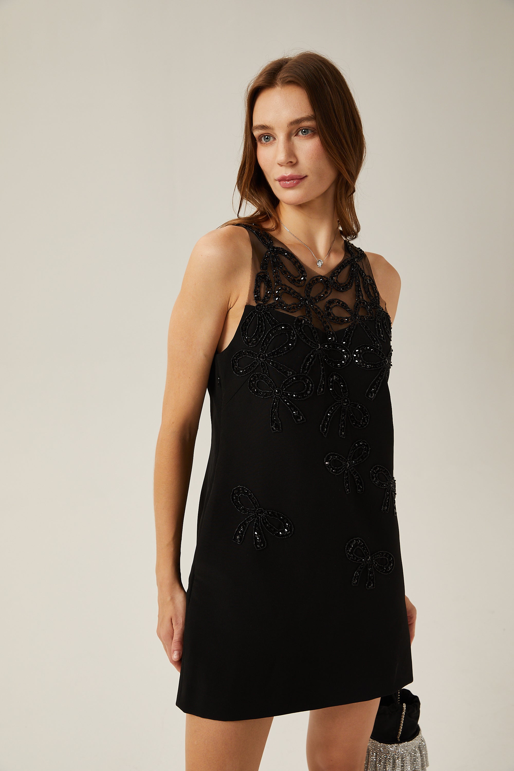 Ophélie black embellished cut-out mini dress