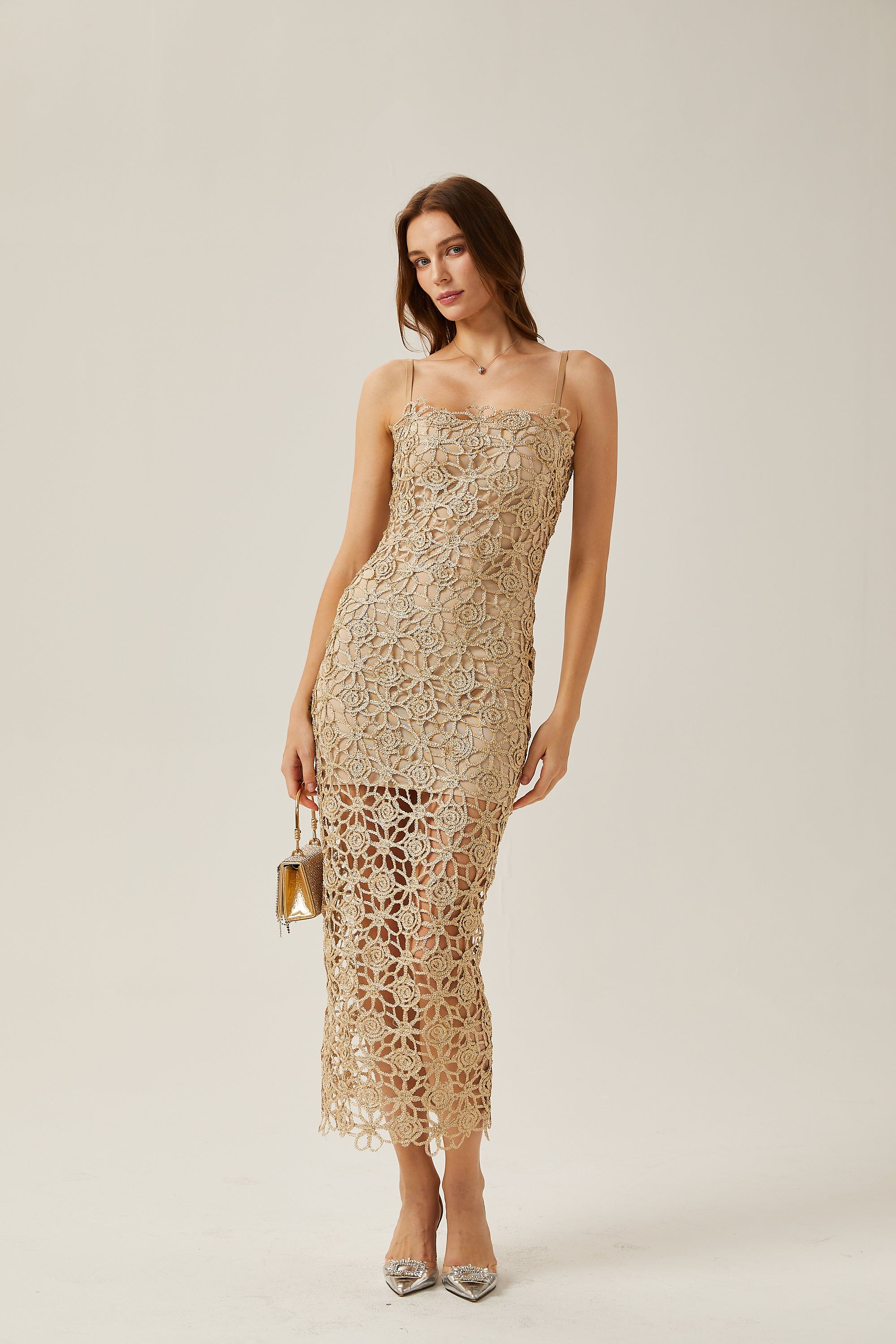 Béatrice floral-embroidered sleeveless midi dress