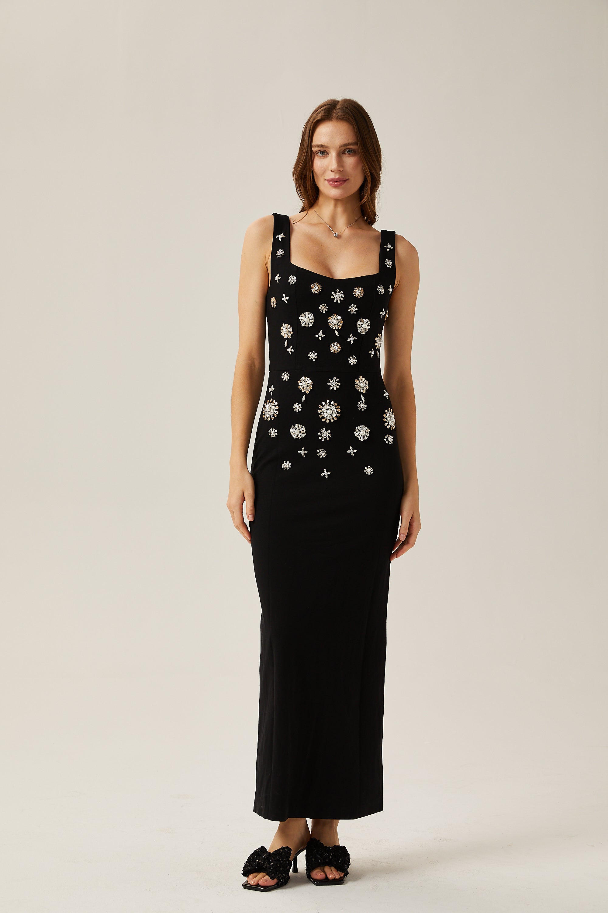 Juliette crystal-embellished sleeveless maxi dress