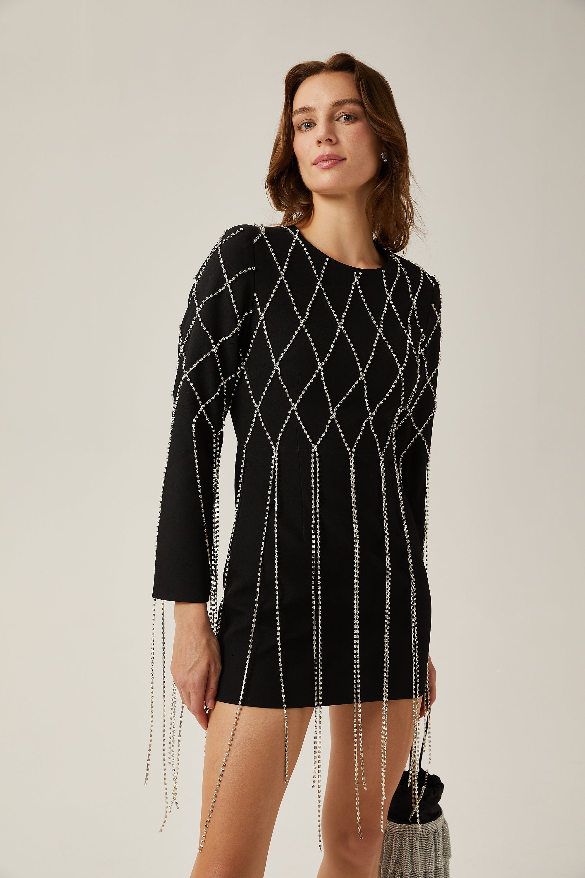 Mireille black crystal-embellished mini dress