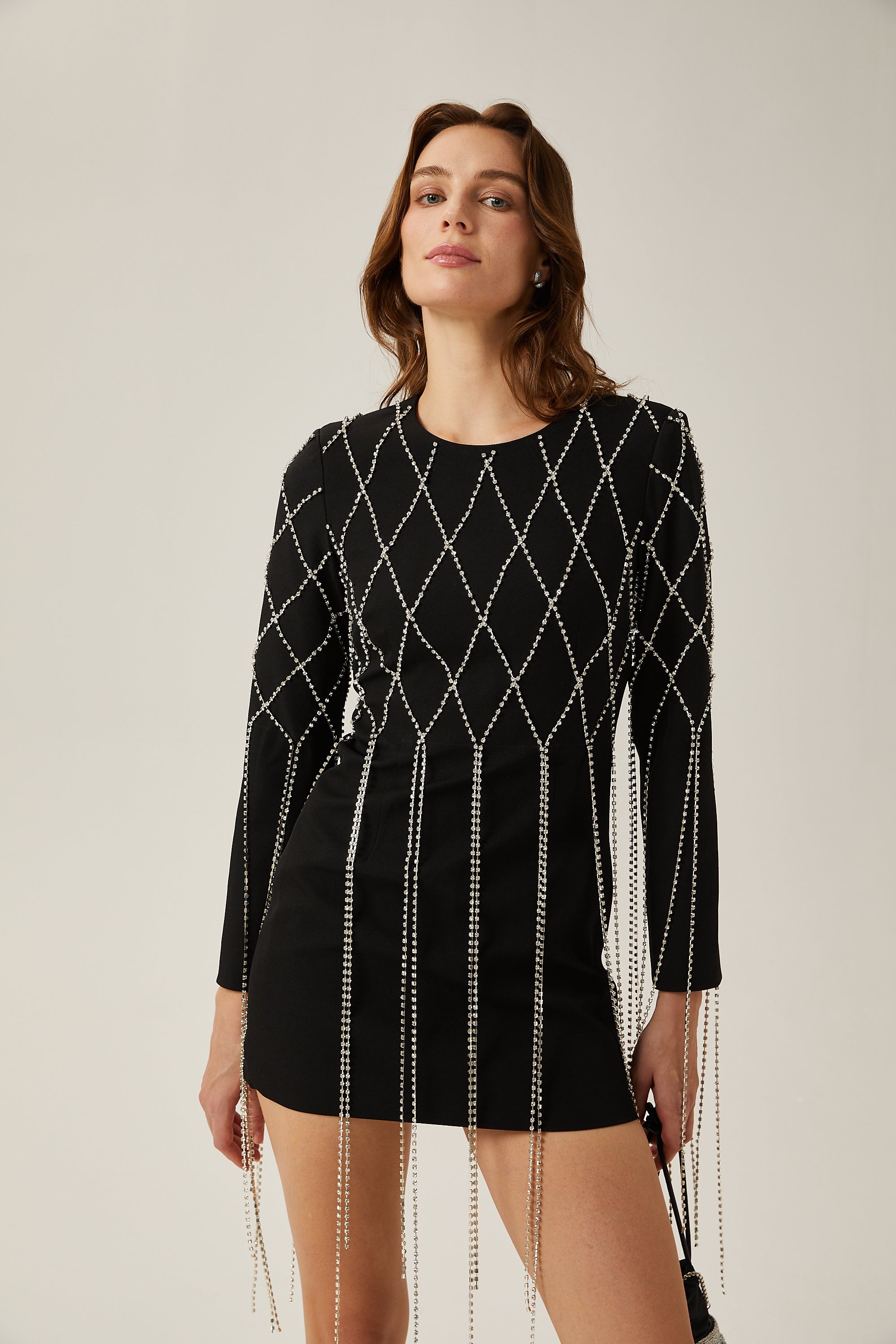 Mireille black crystal-embellished mini dress