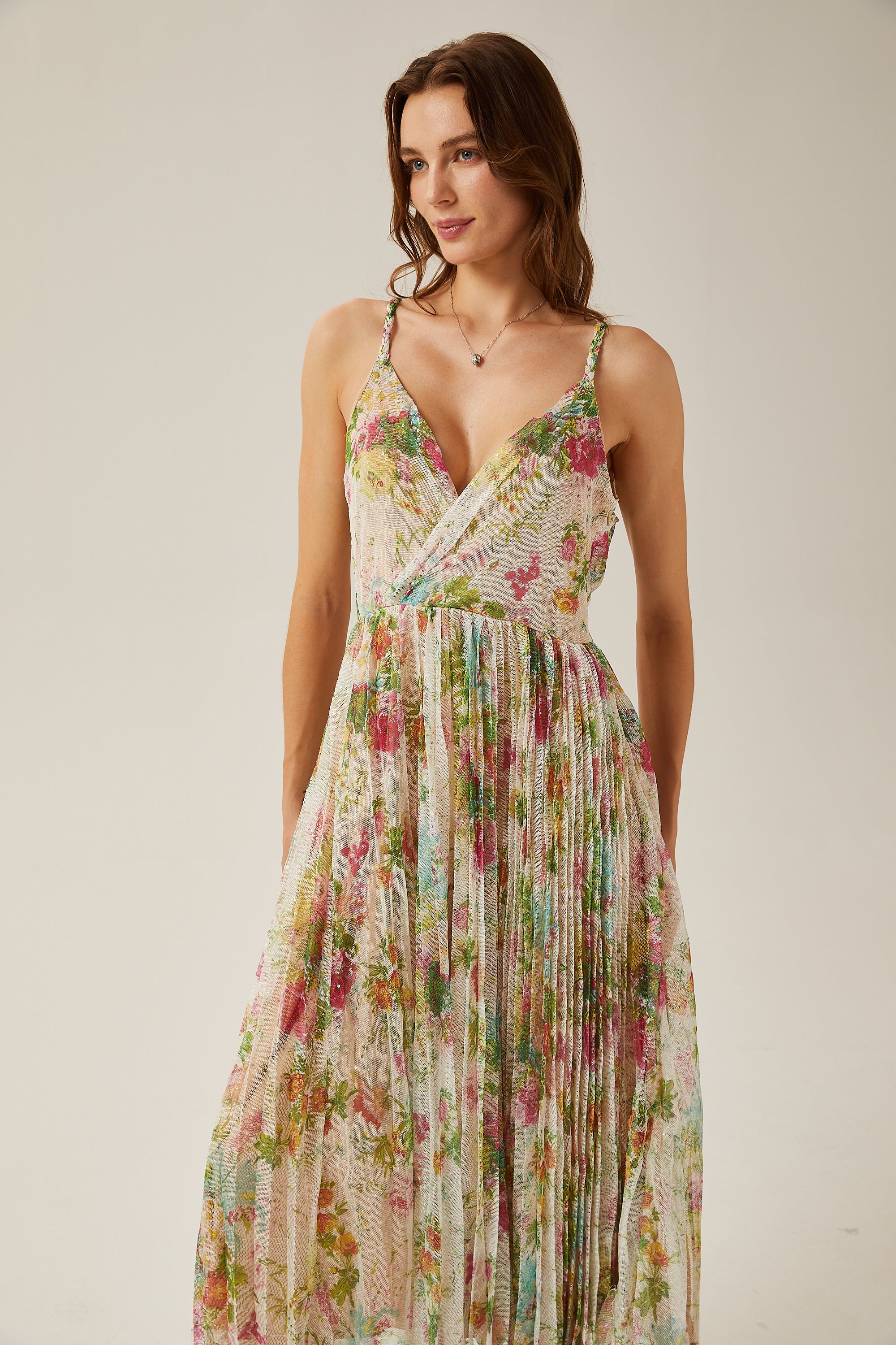 Mathilde floral-print tulle midi dress