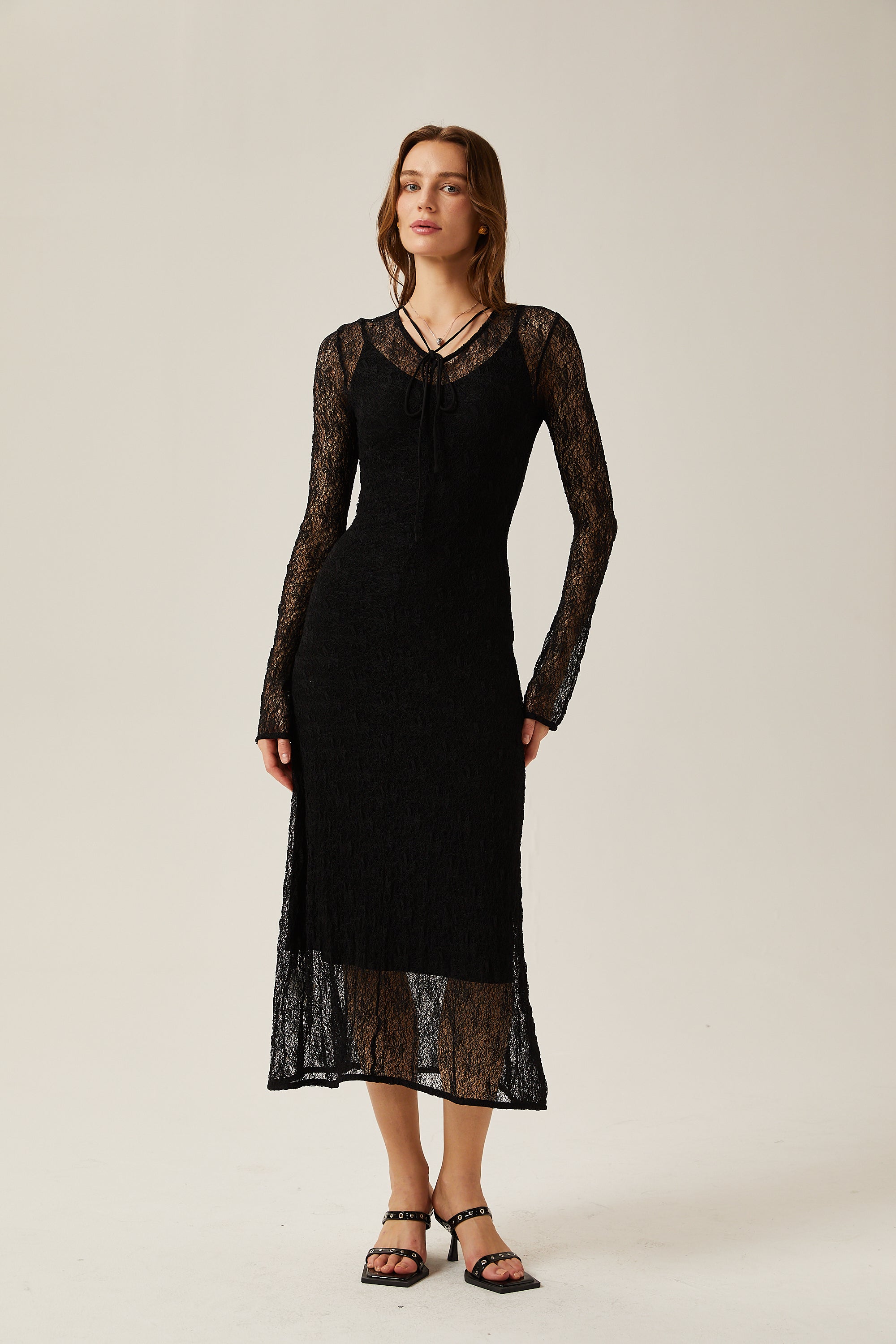 Adèleine lace semi-sheer top & dress matching set