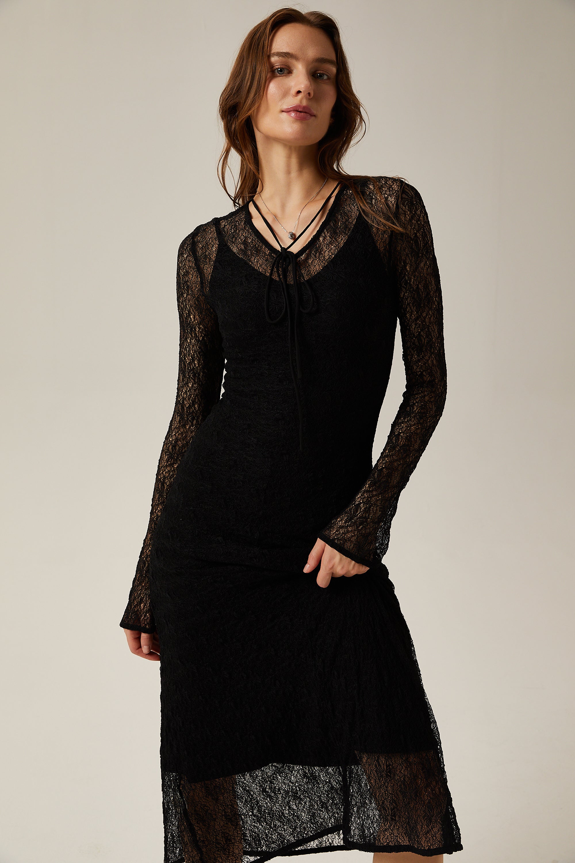 Adèleine lace semi-sheer top & dress matching set