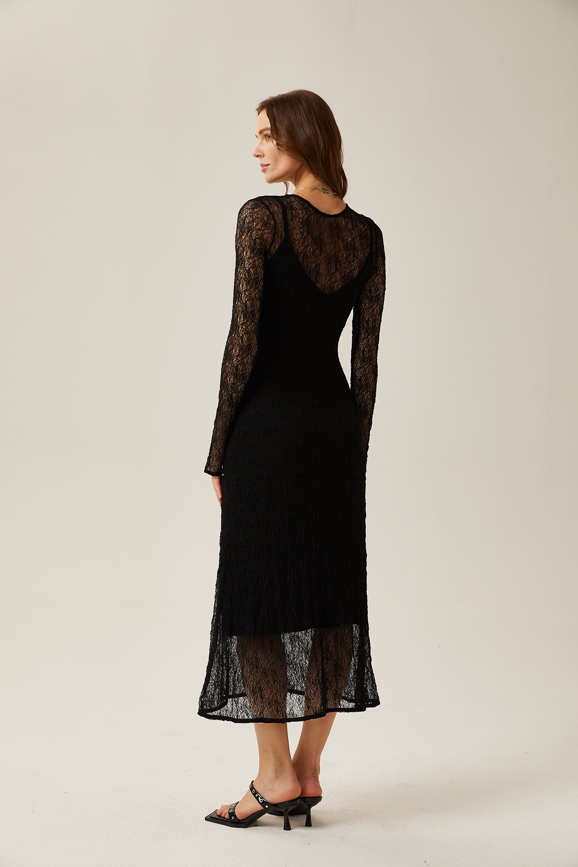 Adèleine lace semi-sheer top & dress matching set