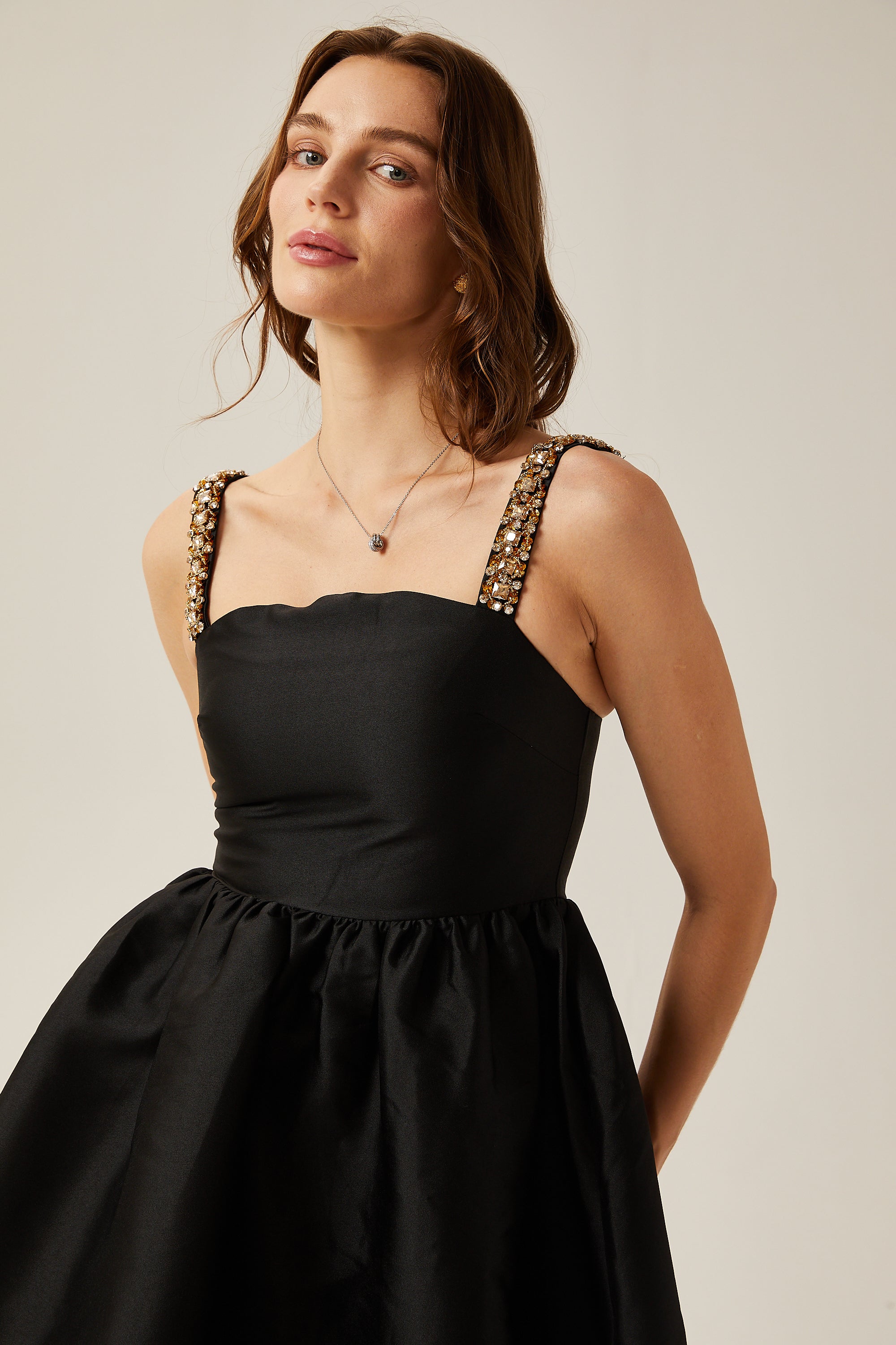 Ondine pleated crystal-embellished mini dress