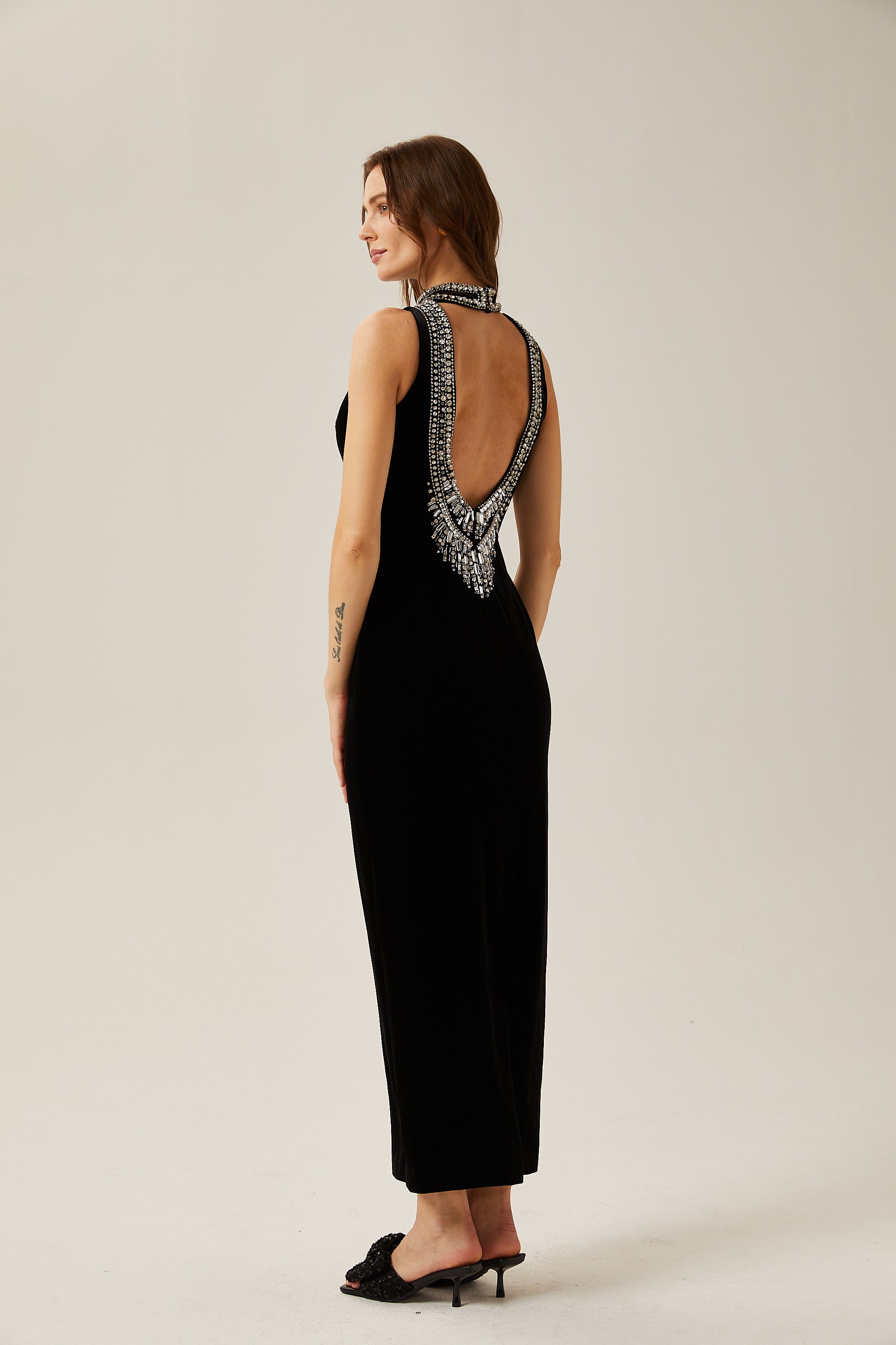 Ariane halterneck crystal-embellished maxi dress