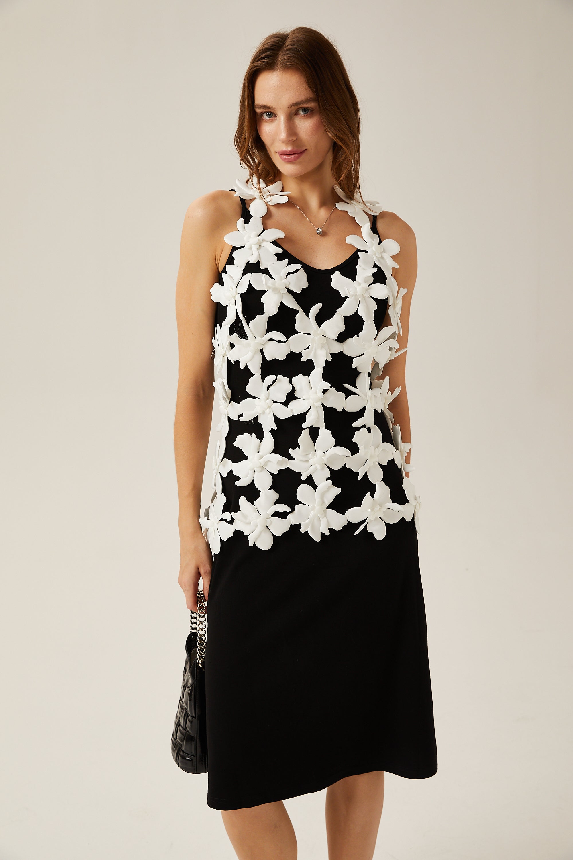 Colette white faux-flower cut-out top