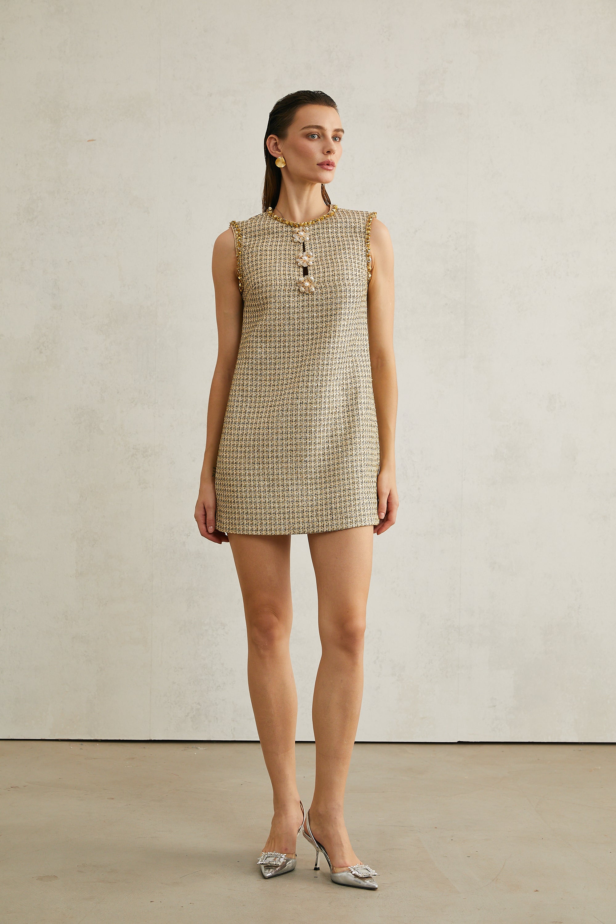 Éléonore tweed sleeveless mini dress