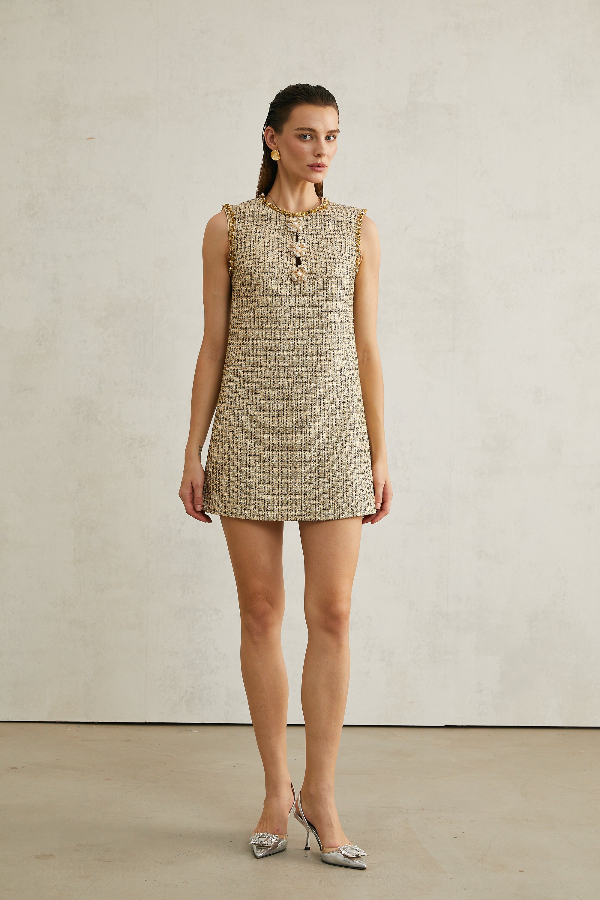 Éléonore tweed sleeveless mini dress