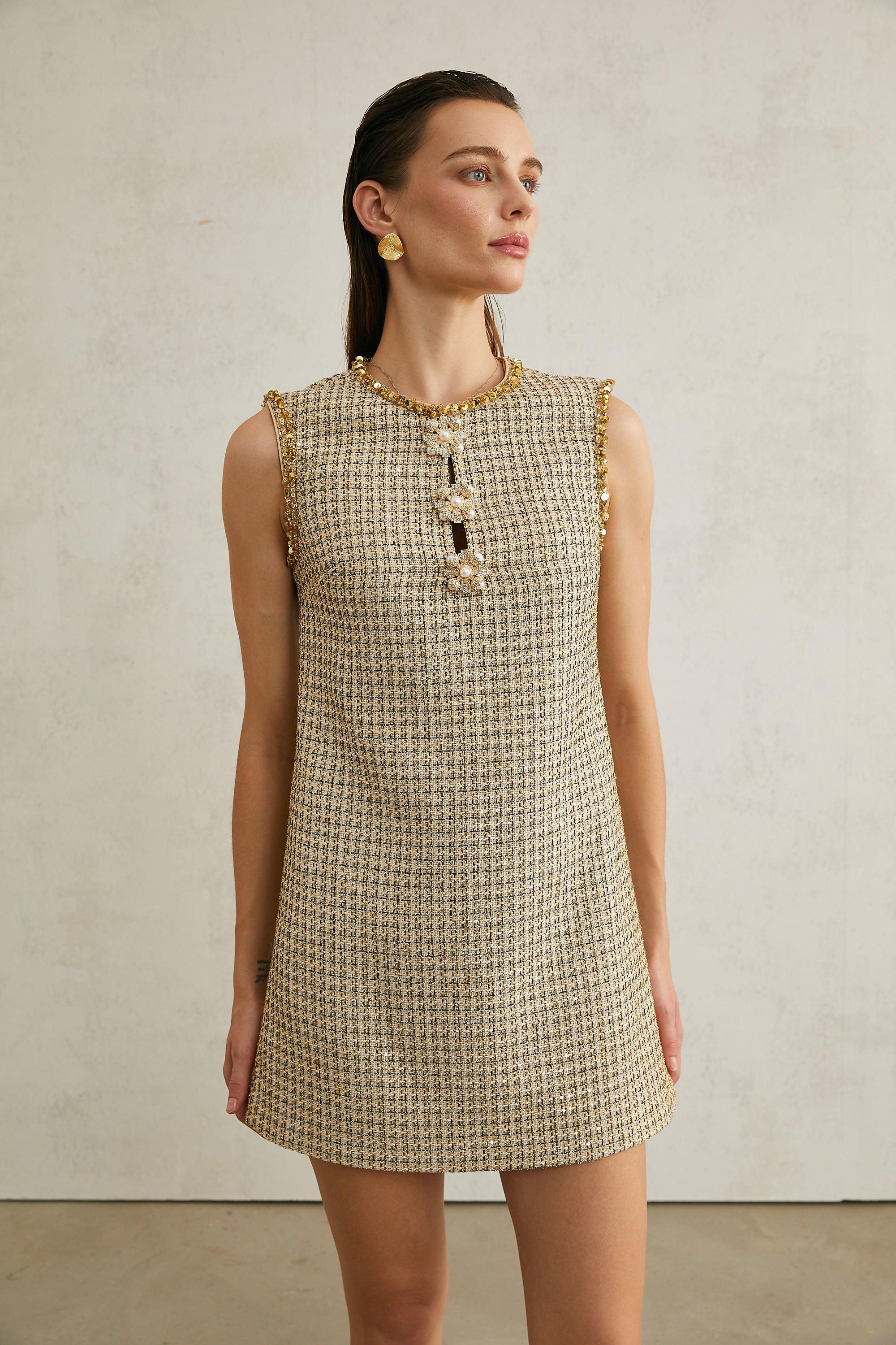 Éléonore tweed sleeveless mini dress