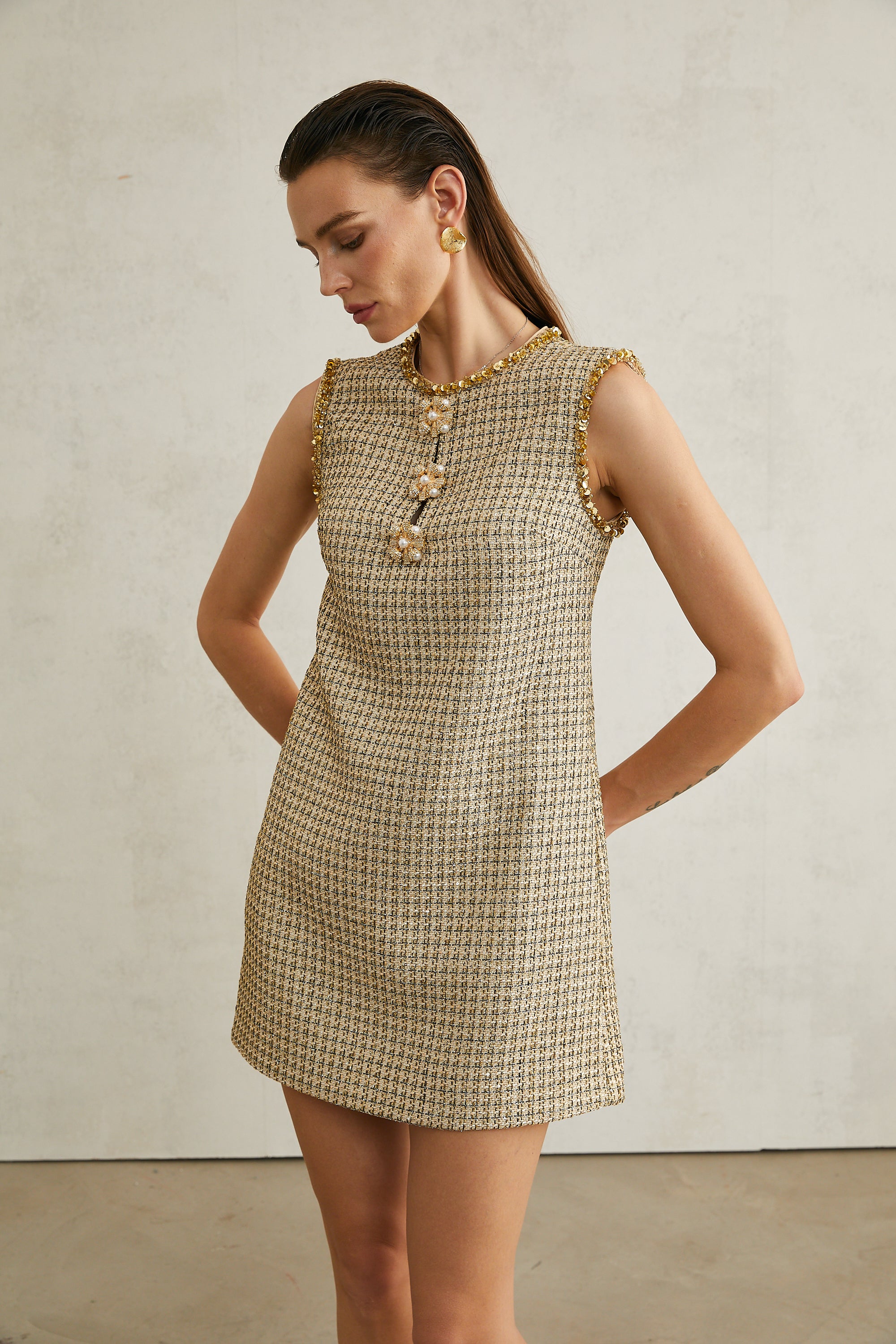 Éléonore tweed sleeveless mini dress