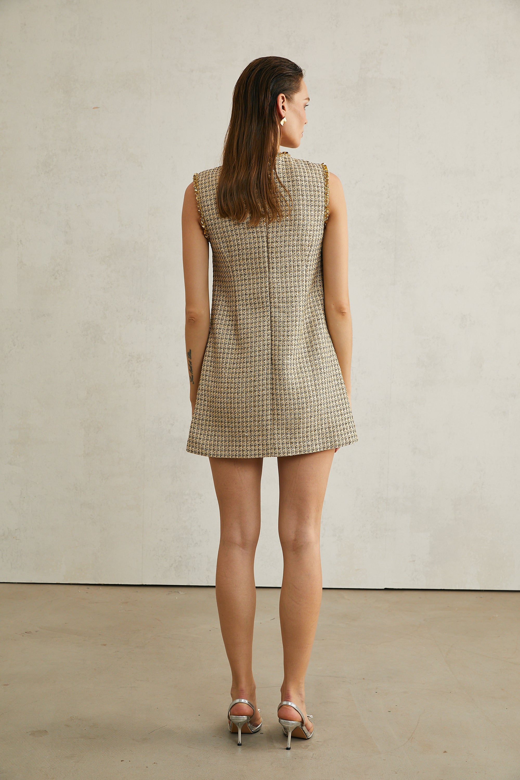 Éléonore tweed sleeveless mini dress