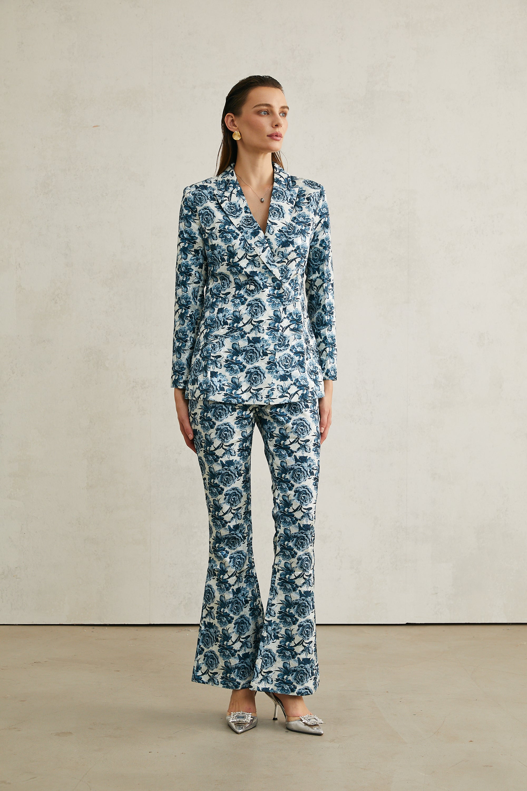 Morgane floral-print jacket & trousers matching set