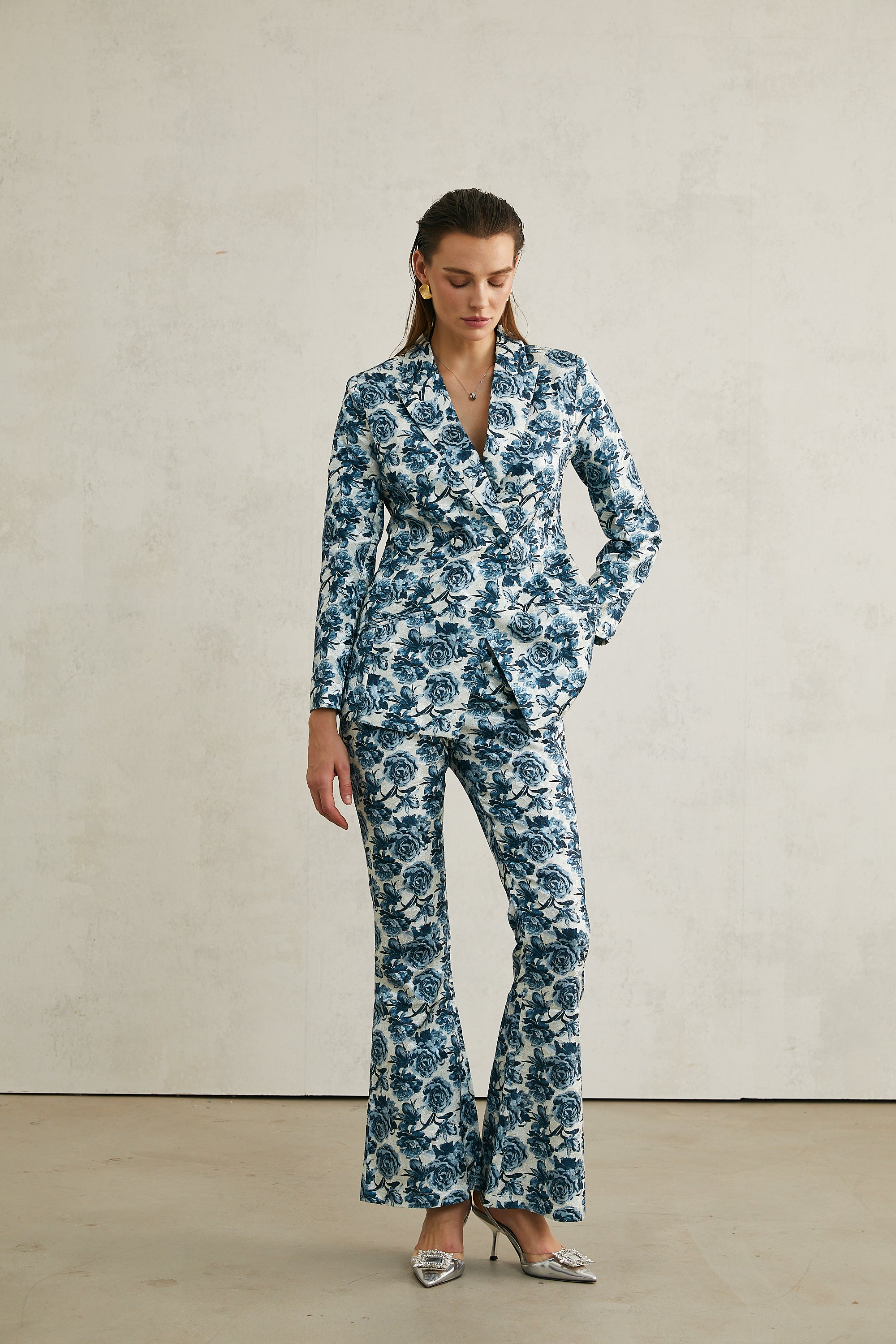 Morgane floral-print jacket & trousers matching set