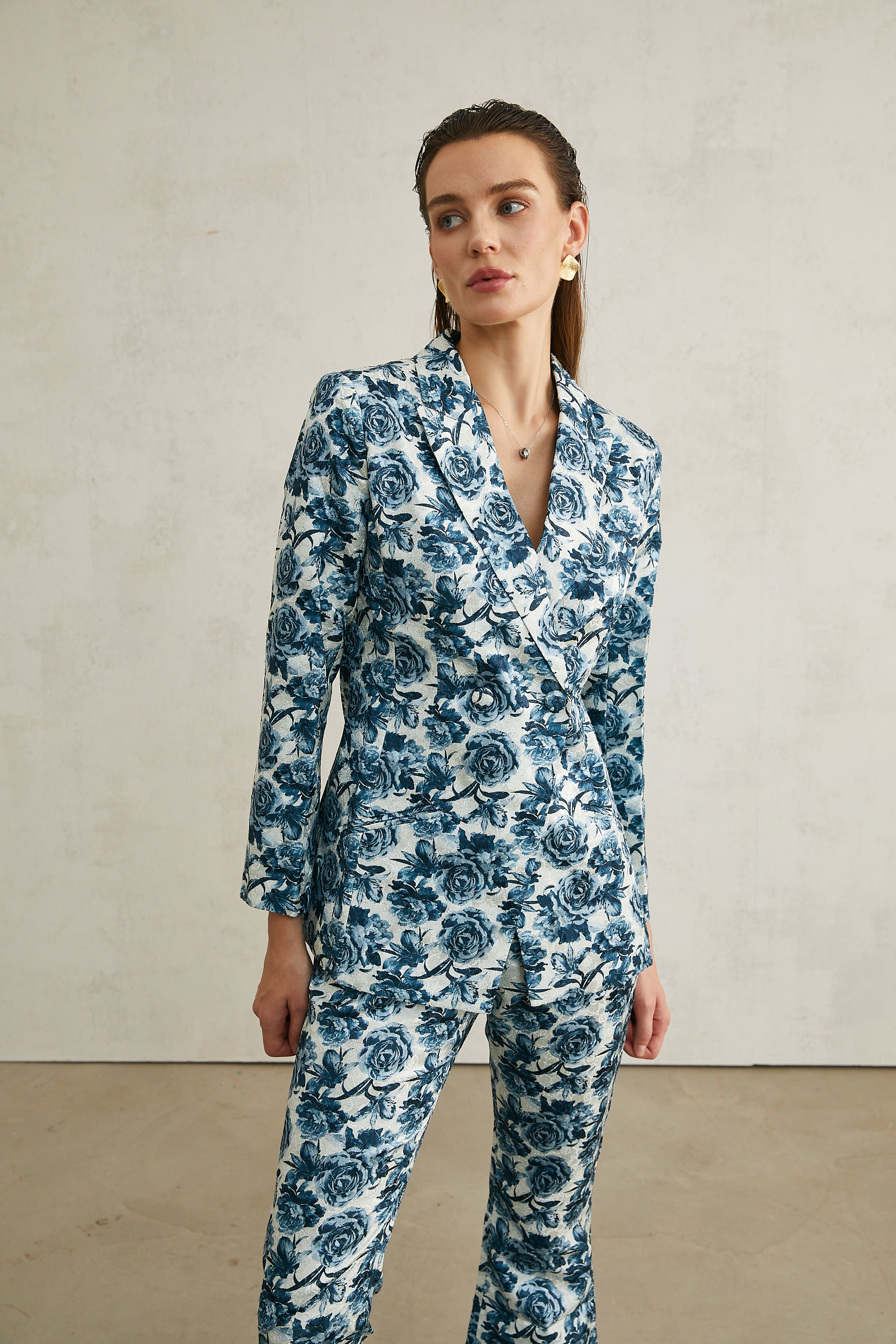 Morgane floral-print jacket & trousers matching set