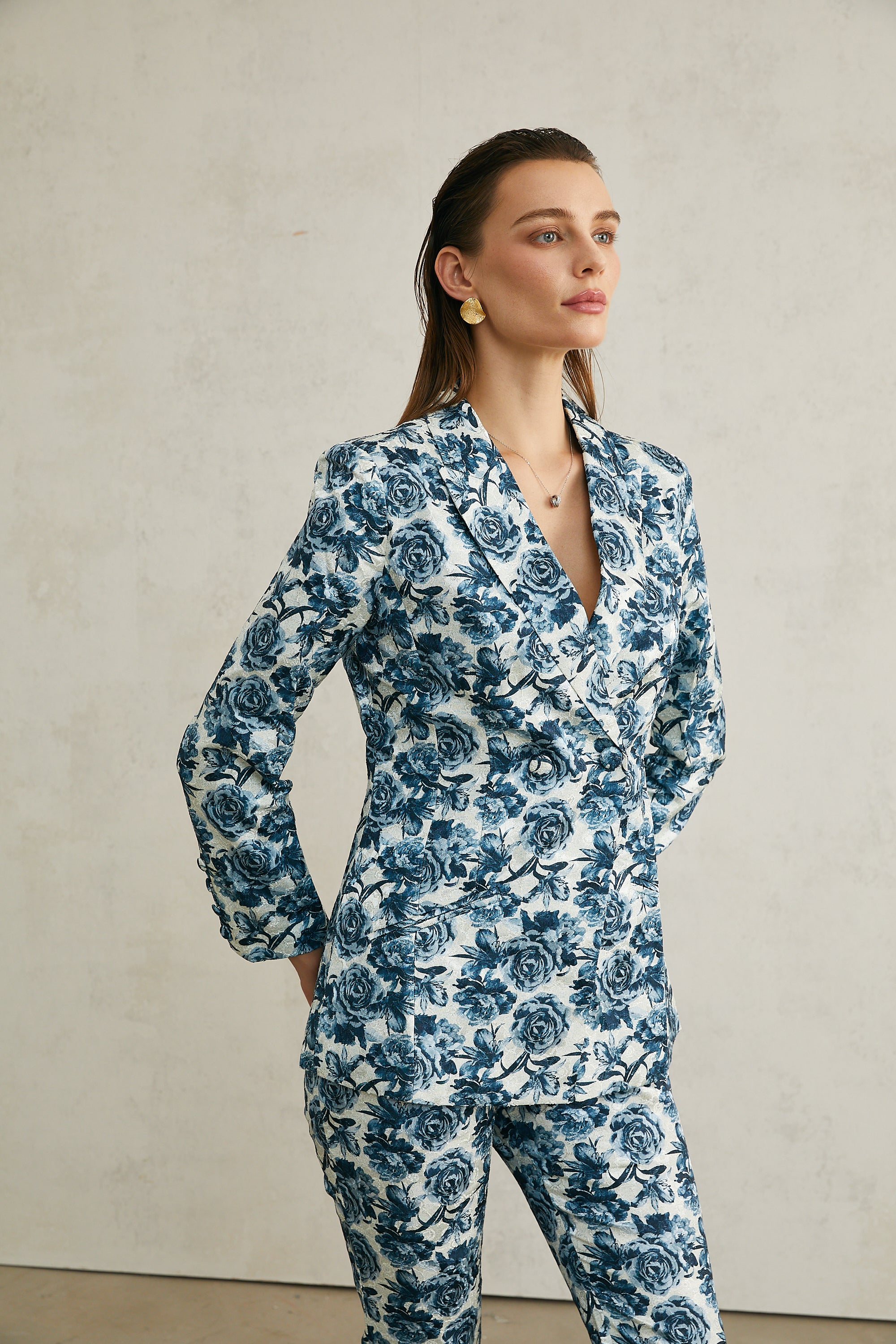 Morgane floral-print jacket & trousers matching set