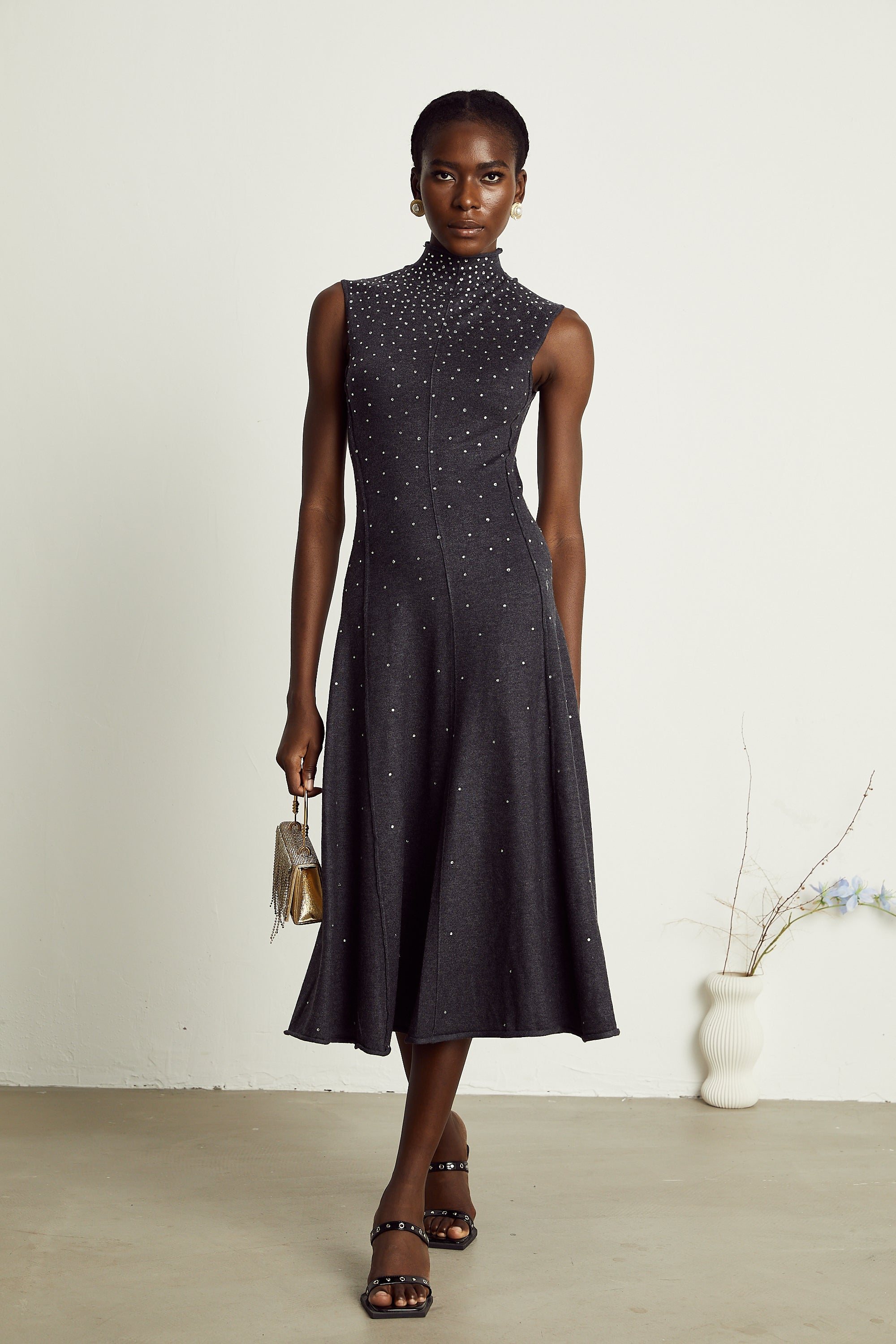 Véronique rhinestone-embellished midi dress