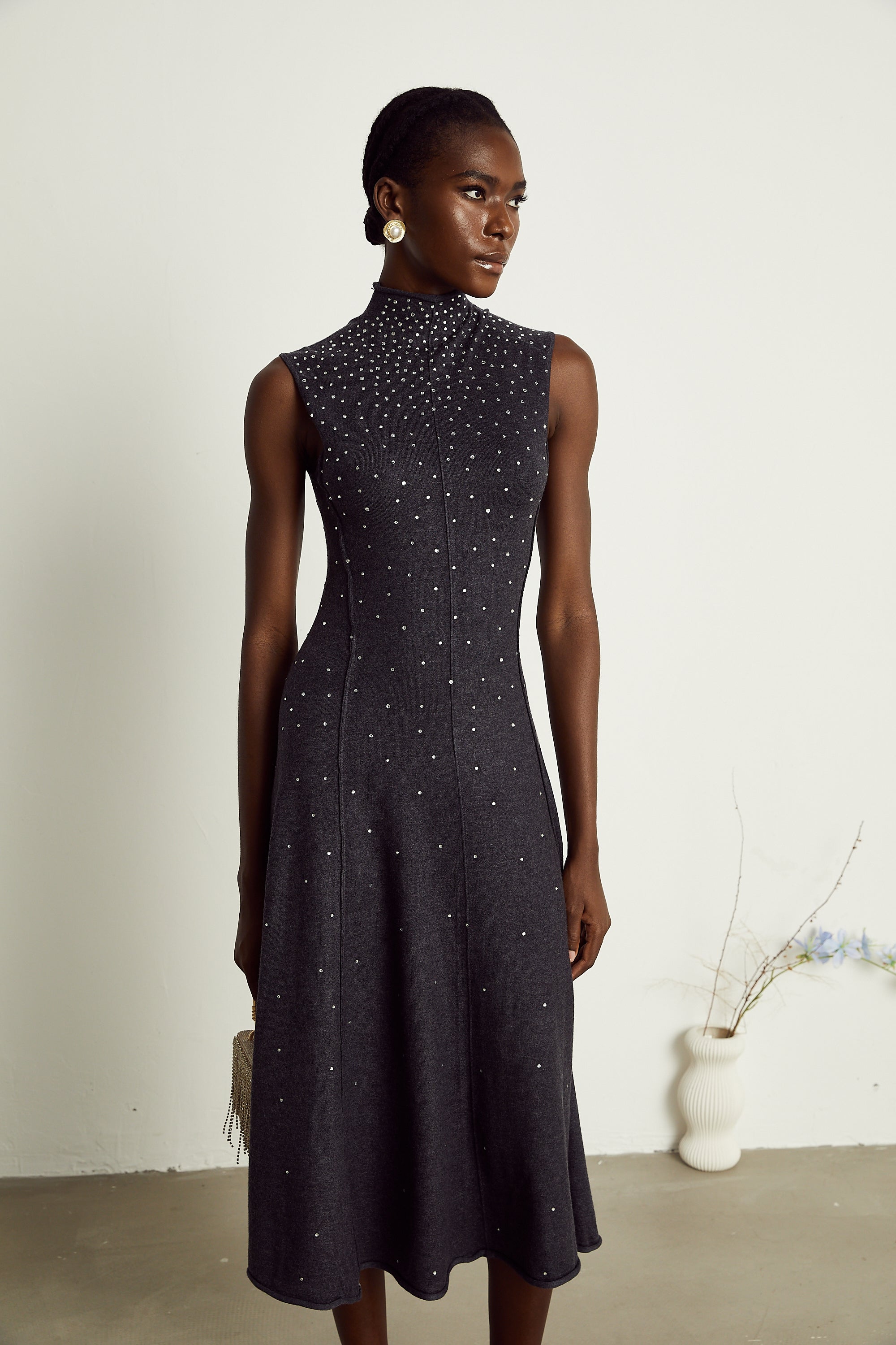 Véronique rhinestone-embellished midi dress