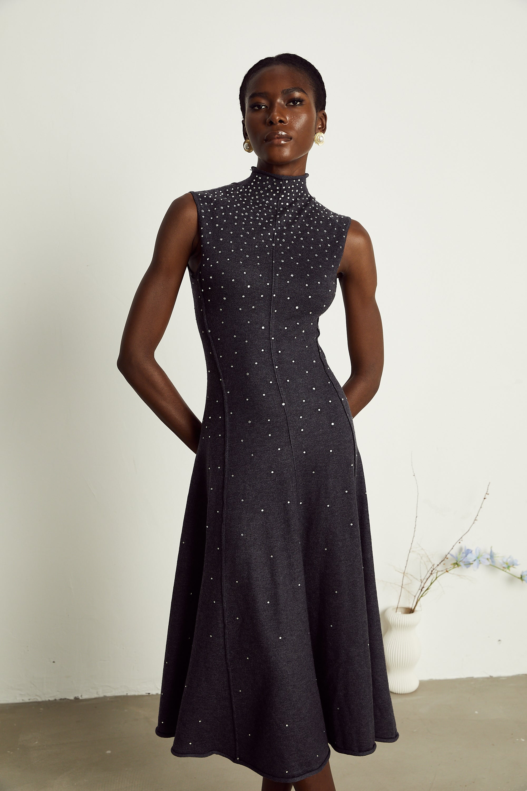 Véronique rhinestone-embellished midi dress